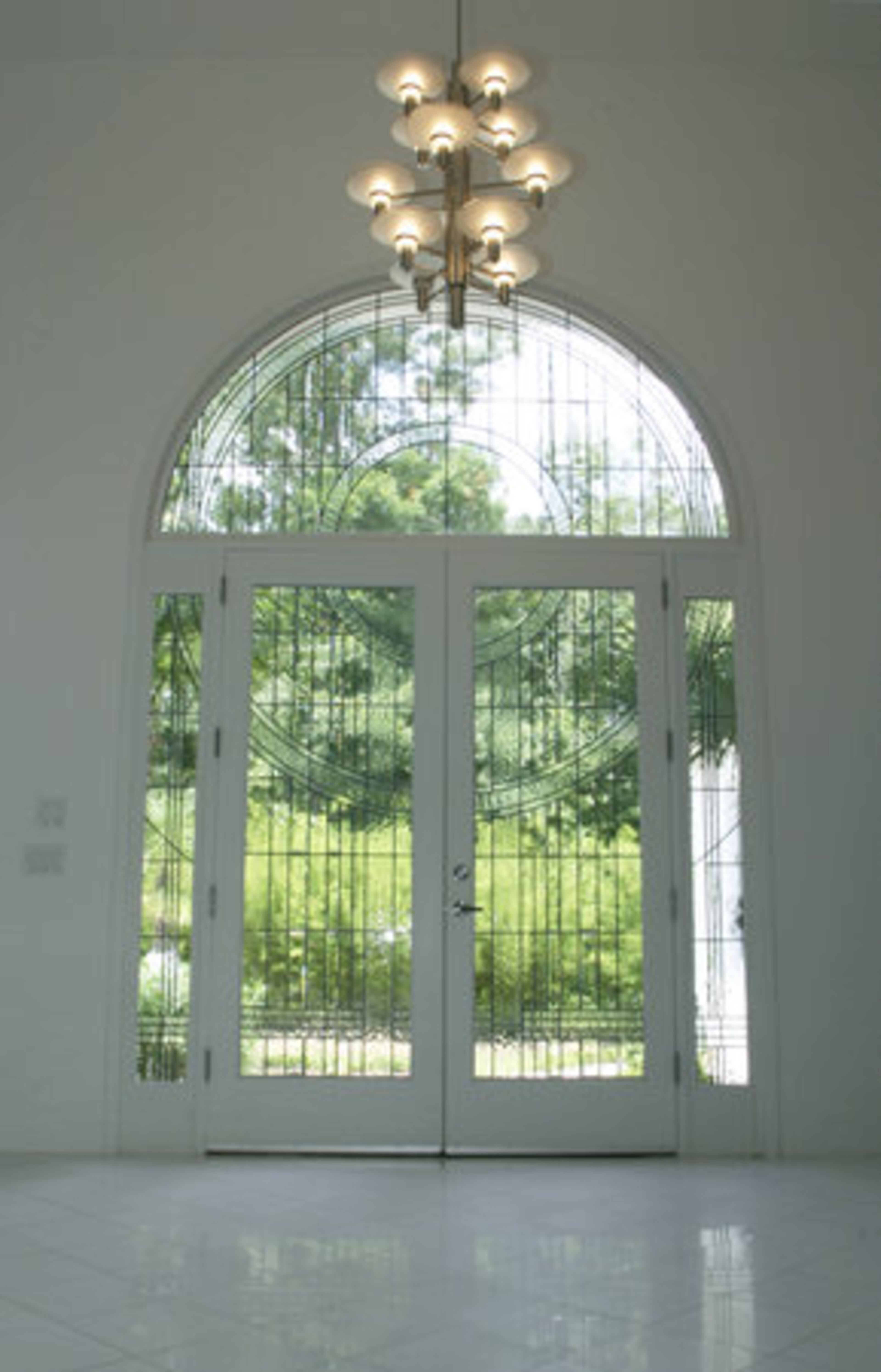 This striking glass door in the main entrance was hand-crafted by a Smyrna company.