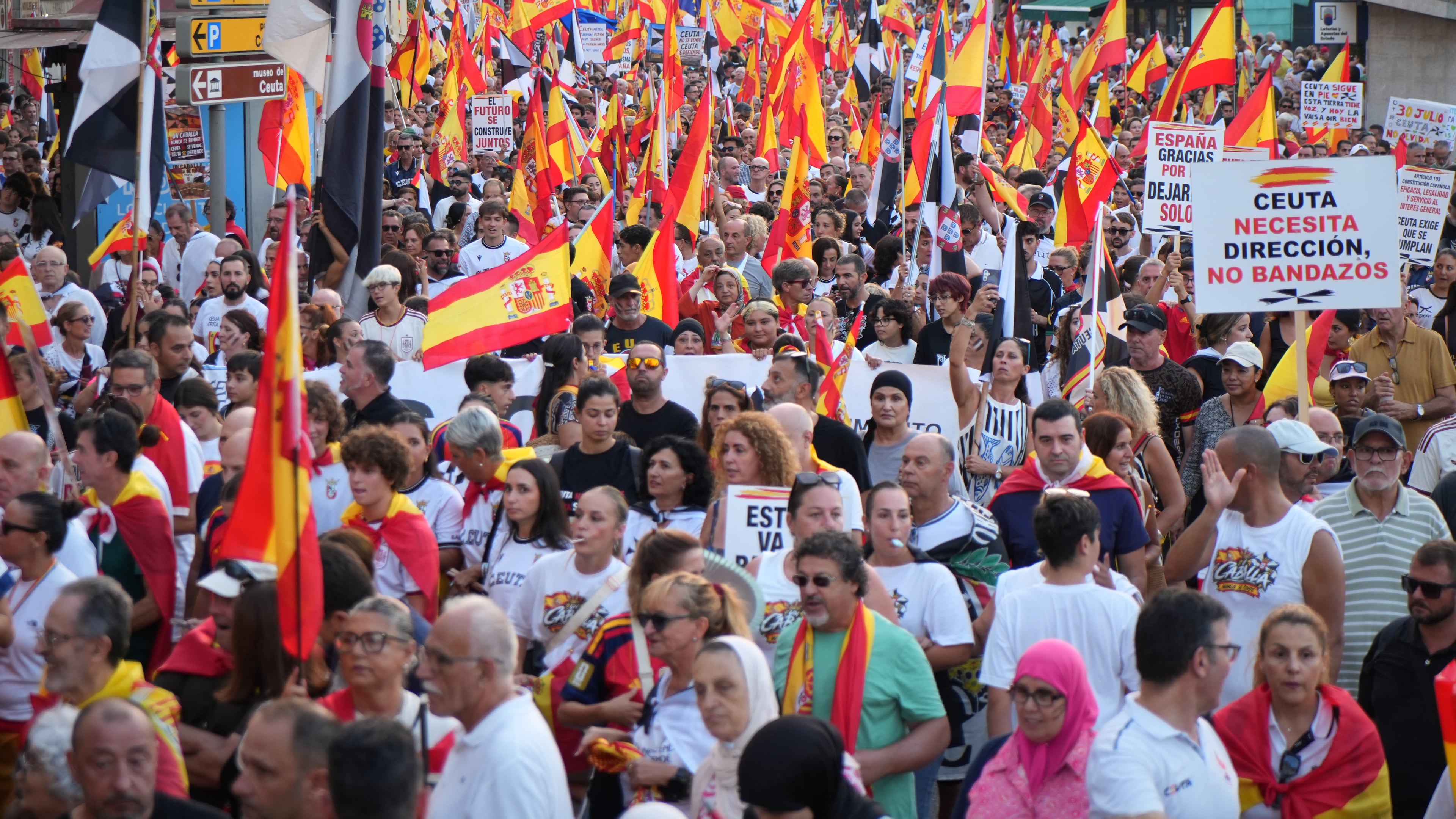 Protesters march in support of Ceuta to mark the city's anniversary in the Spanish exclave of Ceuta, Wednesday, Sept. 2, 2026. (AP Photo/Francis González)