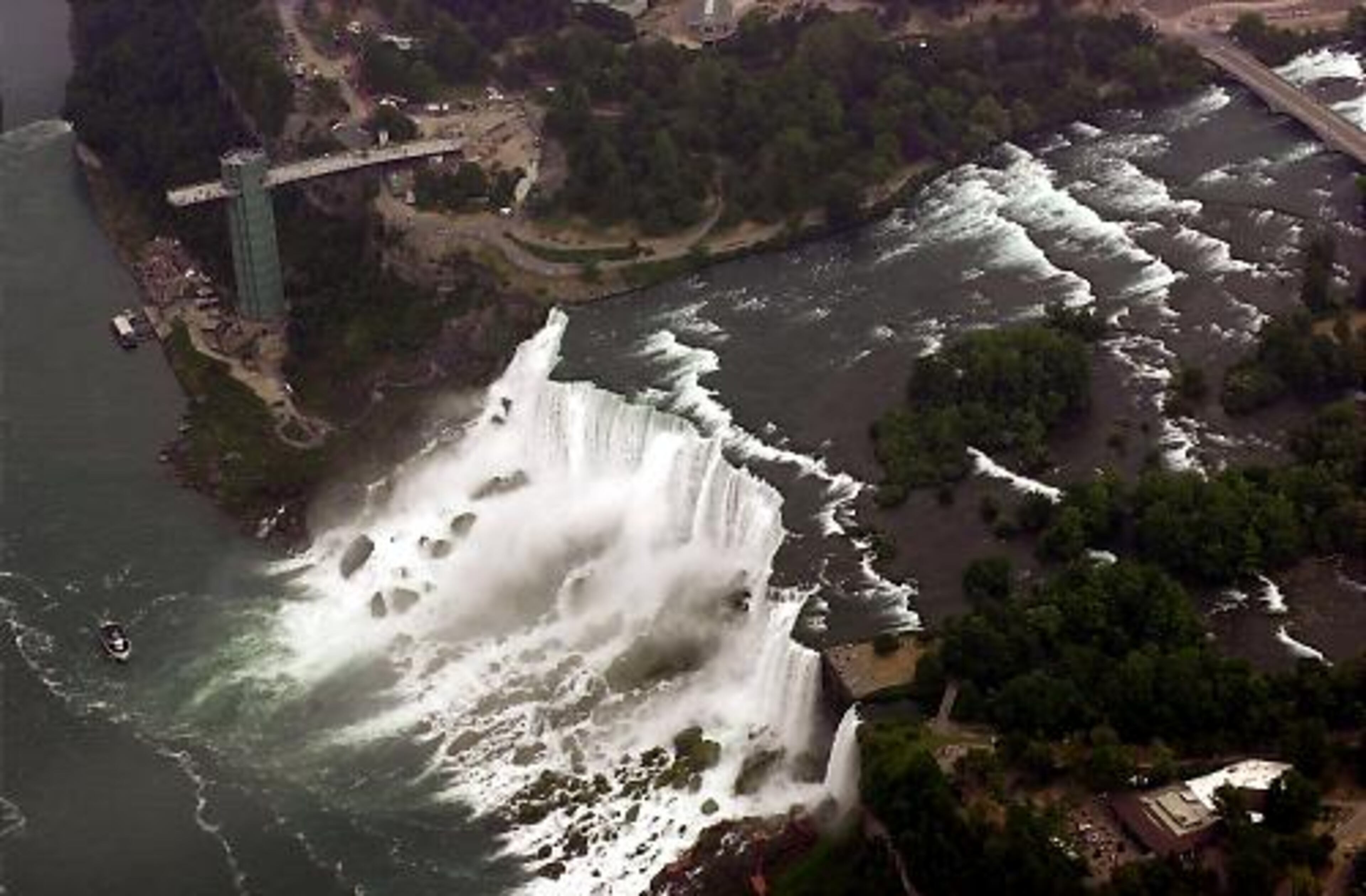An aerial view of the American Falls in Niagara Falls, N.Y. Thousands of years ago, the rich deposits left by the receding glacier created the fertile beginnings for growing fruits and premium grapes. The Niagara Wine Trail is located a half-hour from Buffalo and Niagara Falls, 90 minutes from Rochester and two hours from Toronto.