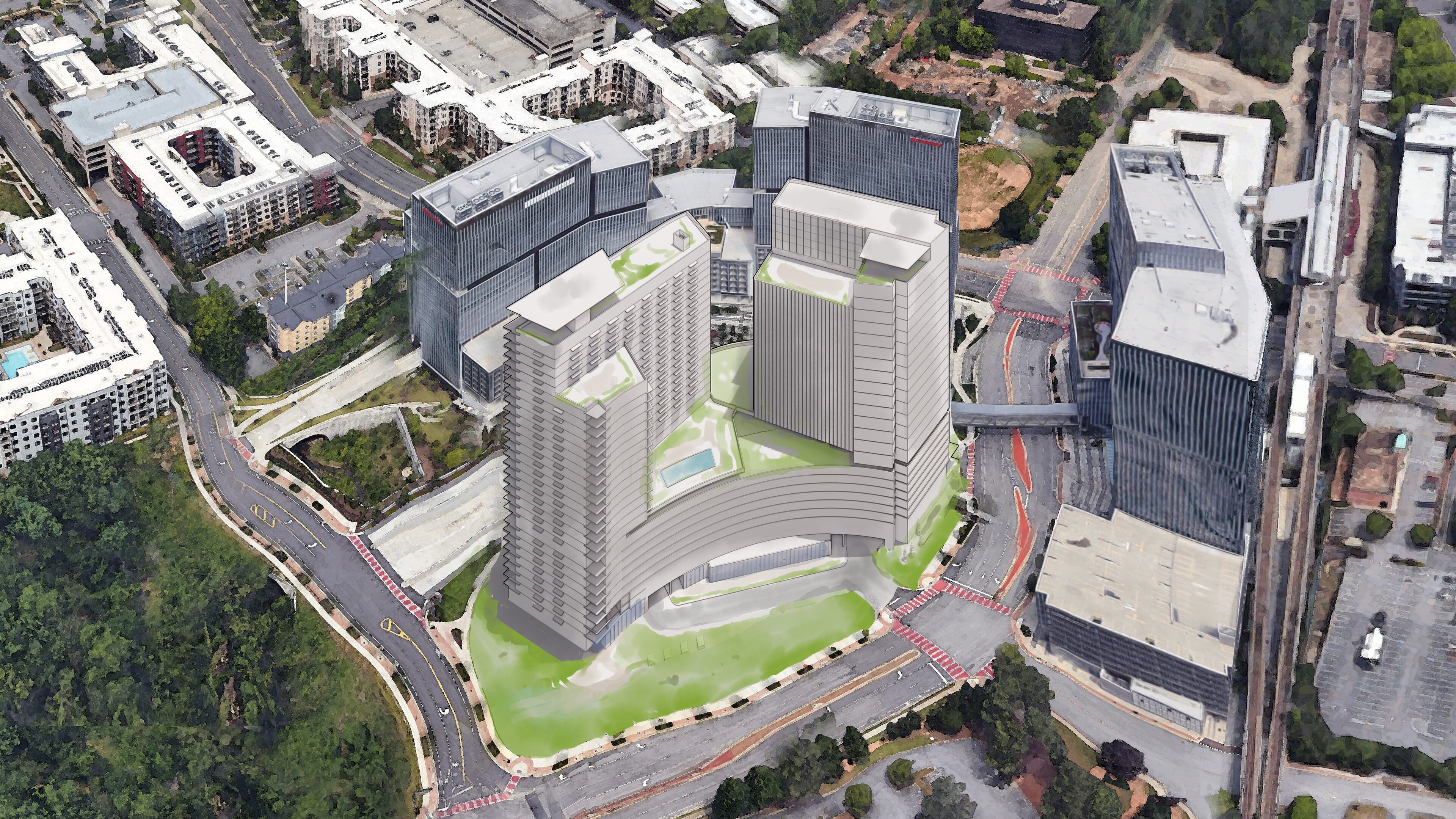 This is a rendering for altered plans for the fourth building within the Park Center development in Dunwoody.