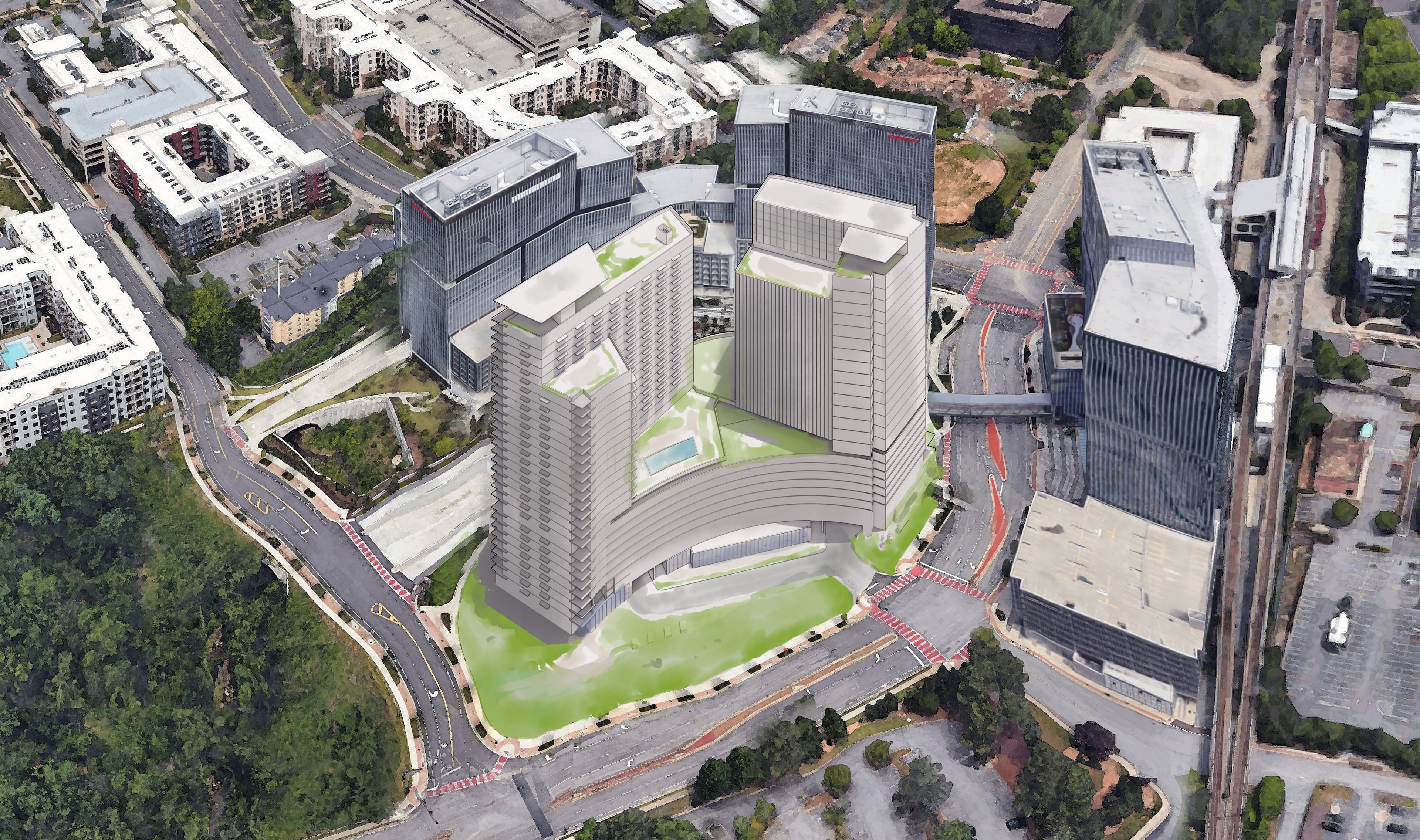 This is a rendering for altered plans for the fourth building within the Park Center development in Dunwoody.
