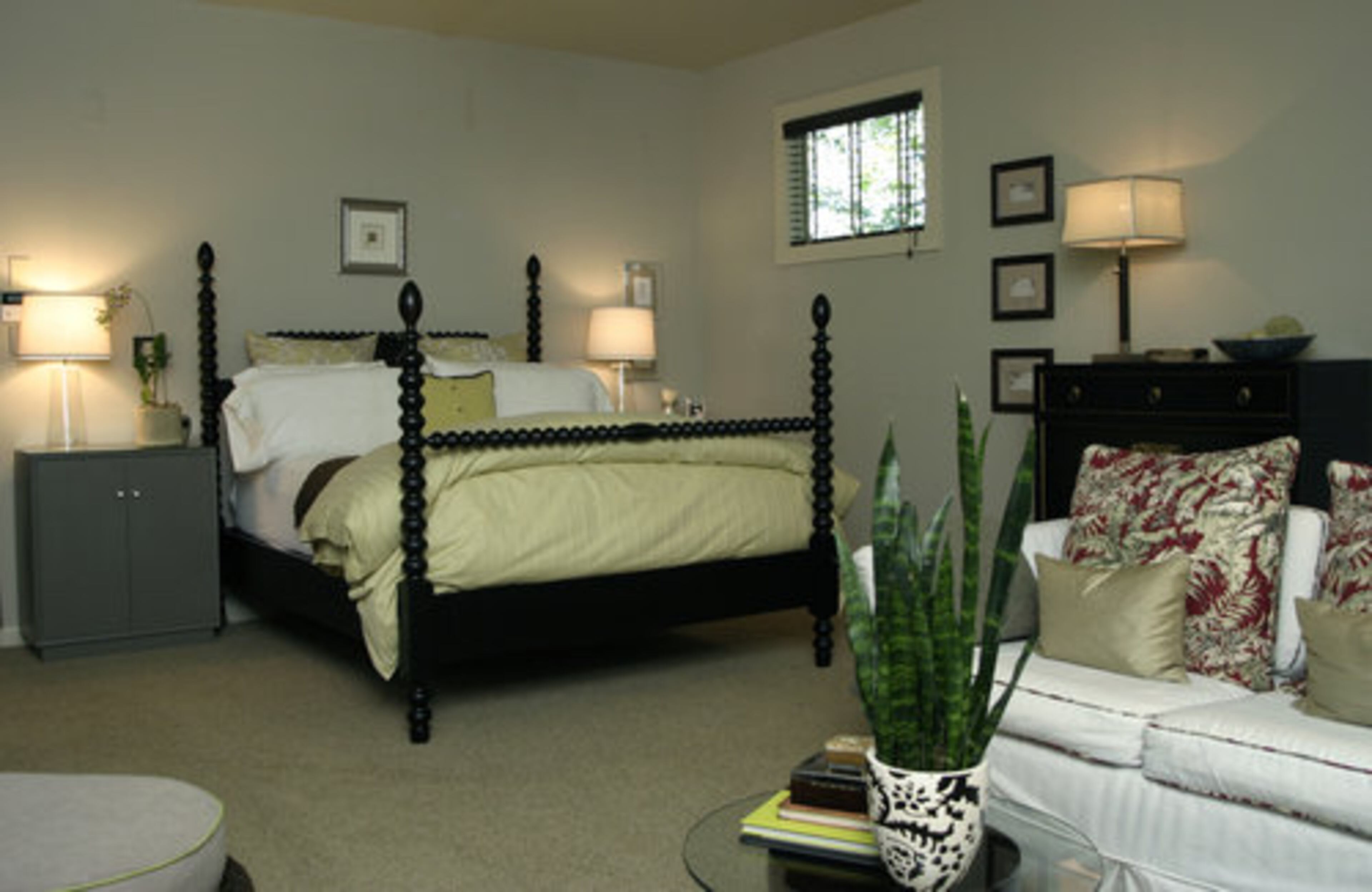 The master suite is bathed in calming colors.