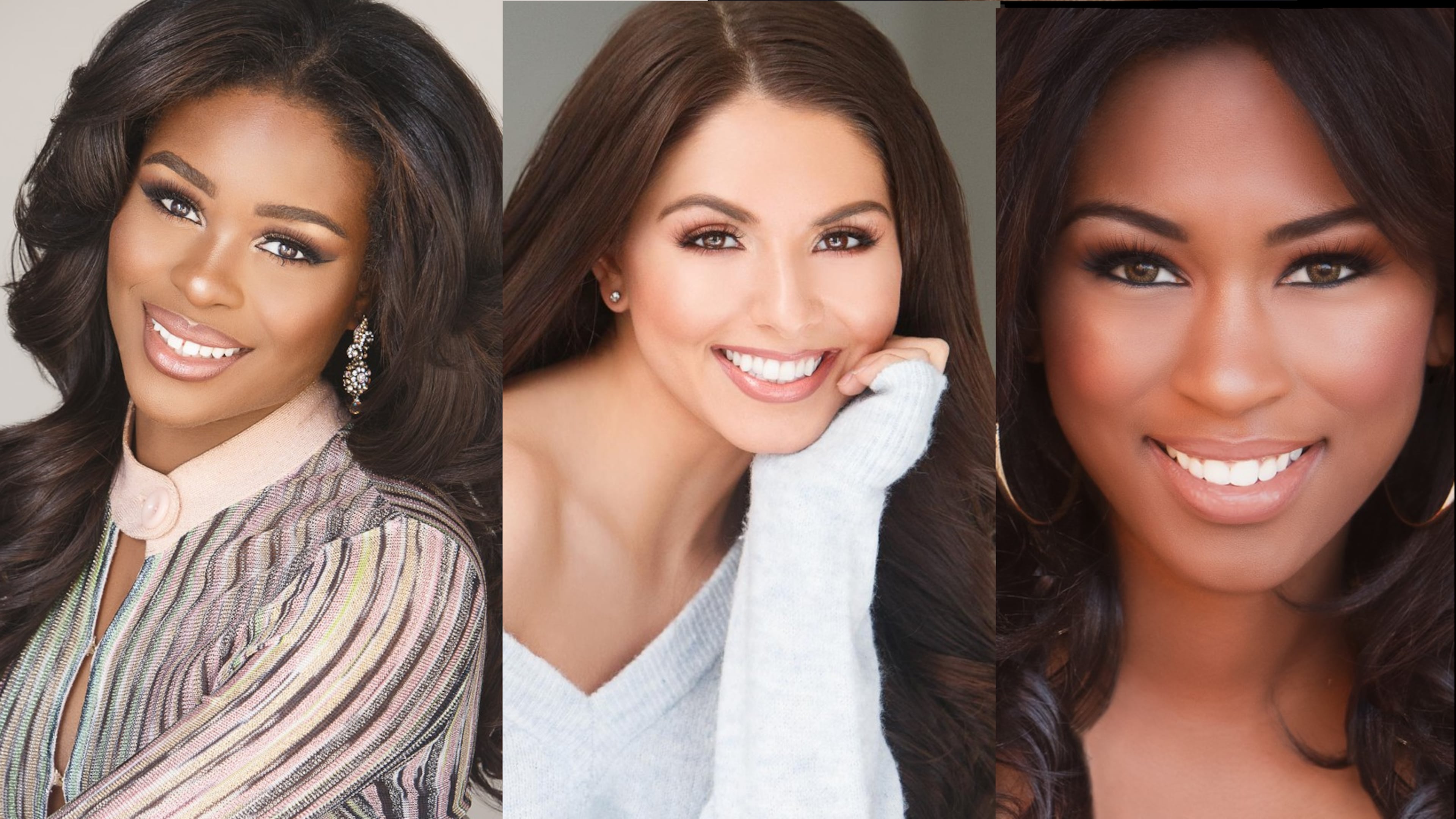 (from left to right) Chari Guzman, Brooke Doss and Chari Guzman are all competing for Miss Georgia.