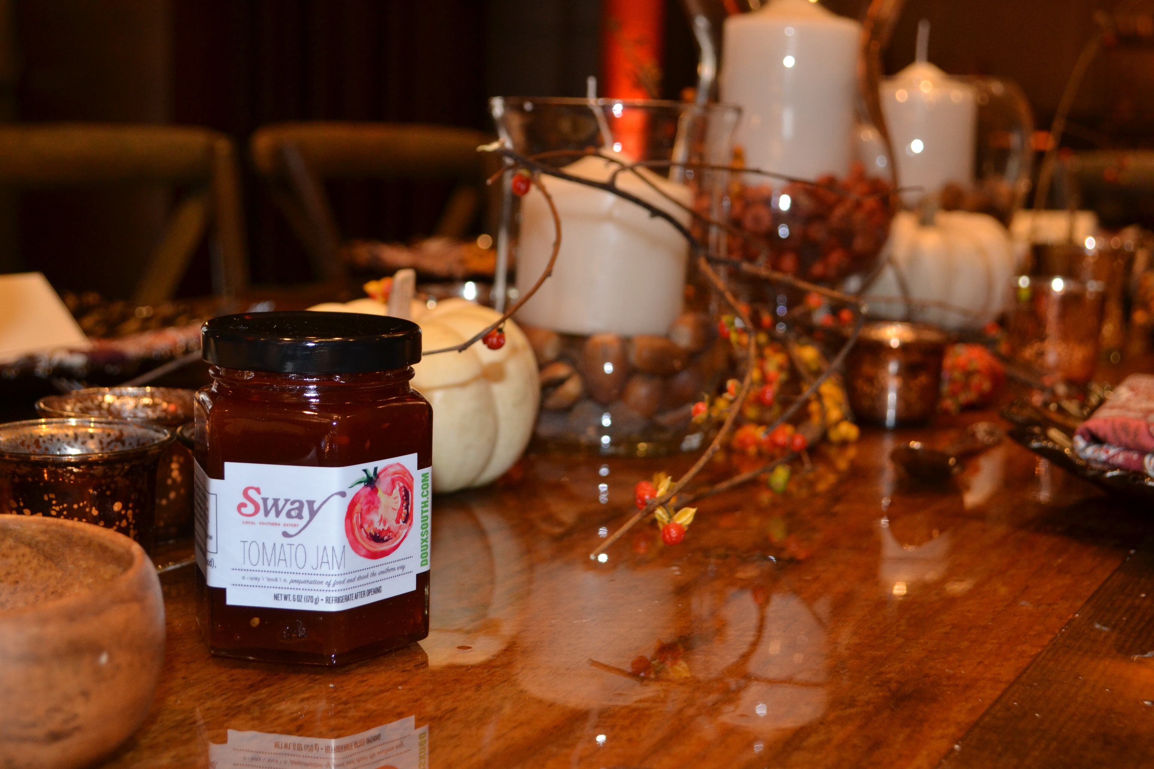 Sway Tomato Jam is a collaboration between Thomas McKeown, executive chef at Sway at the Hyatt Regency Atlanta, and local pickling company Doux South.