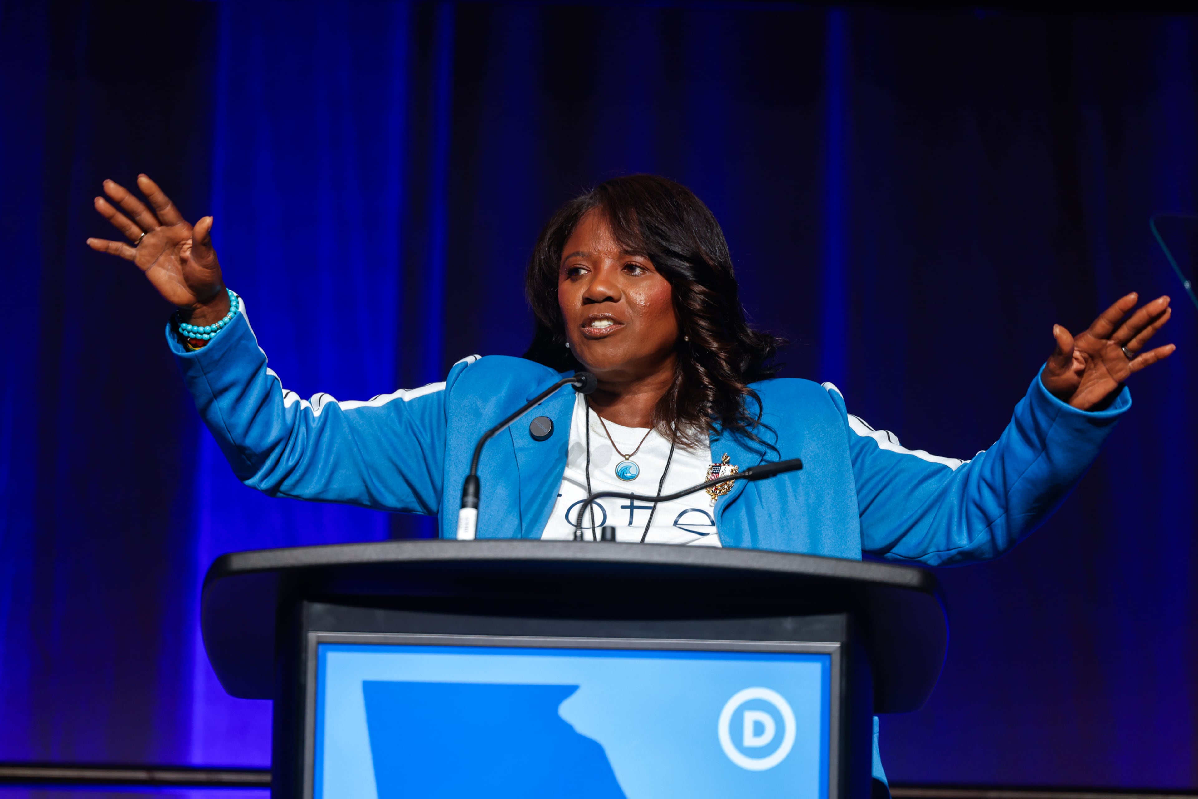 Democrat Pamela DeLancy is competing for the U.S. House seat currently held by Rep. Mike Collins, a Republican running for U.S. Senate. DeLancy's opponent in the midterms is State Rep. Houston Gaines. (Arvin Temkar/AJC)