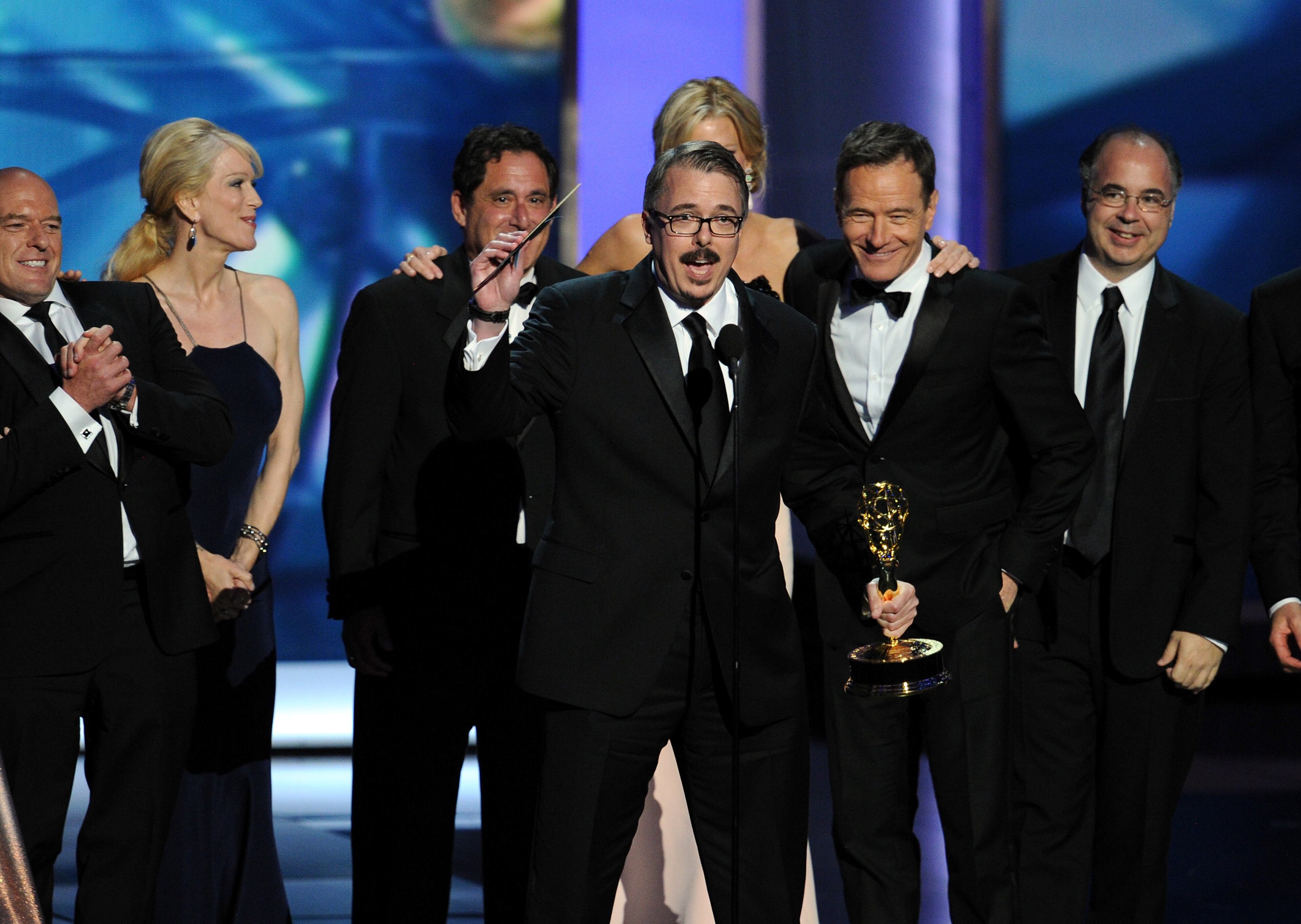 LOS ANGELES, CA - SEPTEMBER 22: Writer/producer Vince Gilligan accepts the award for 'Breaking Bad,' winner for Best Drama Series onstage during the 65th Annual Primetime Emmy Awards held at Nokia Theatre L.A. Live on September 22, 2013 in Los Angeles, California. (Photo by Kevin Winter/Getty Images)