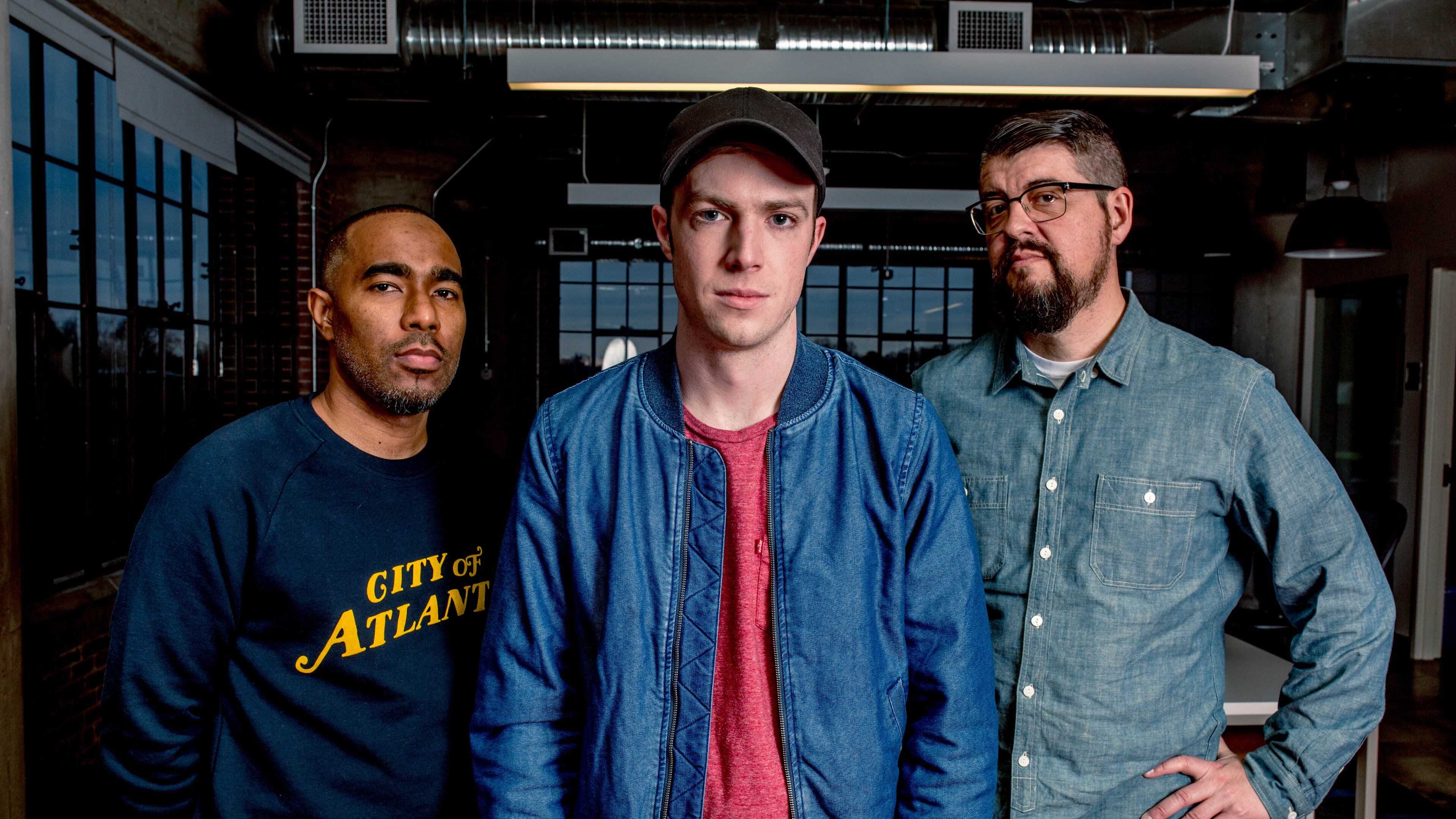 Donald Albright, Payne Lindsey and Jason Hoch are the primary team members creating the new podcast "Monster." CREDIT: Ousman Sahko