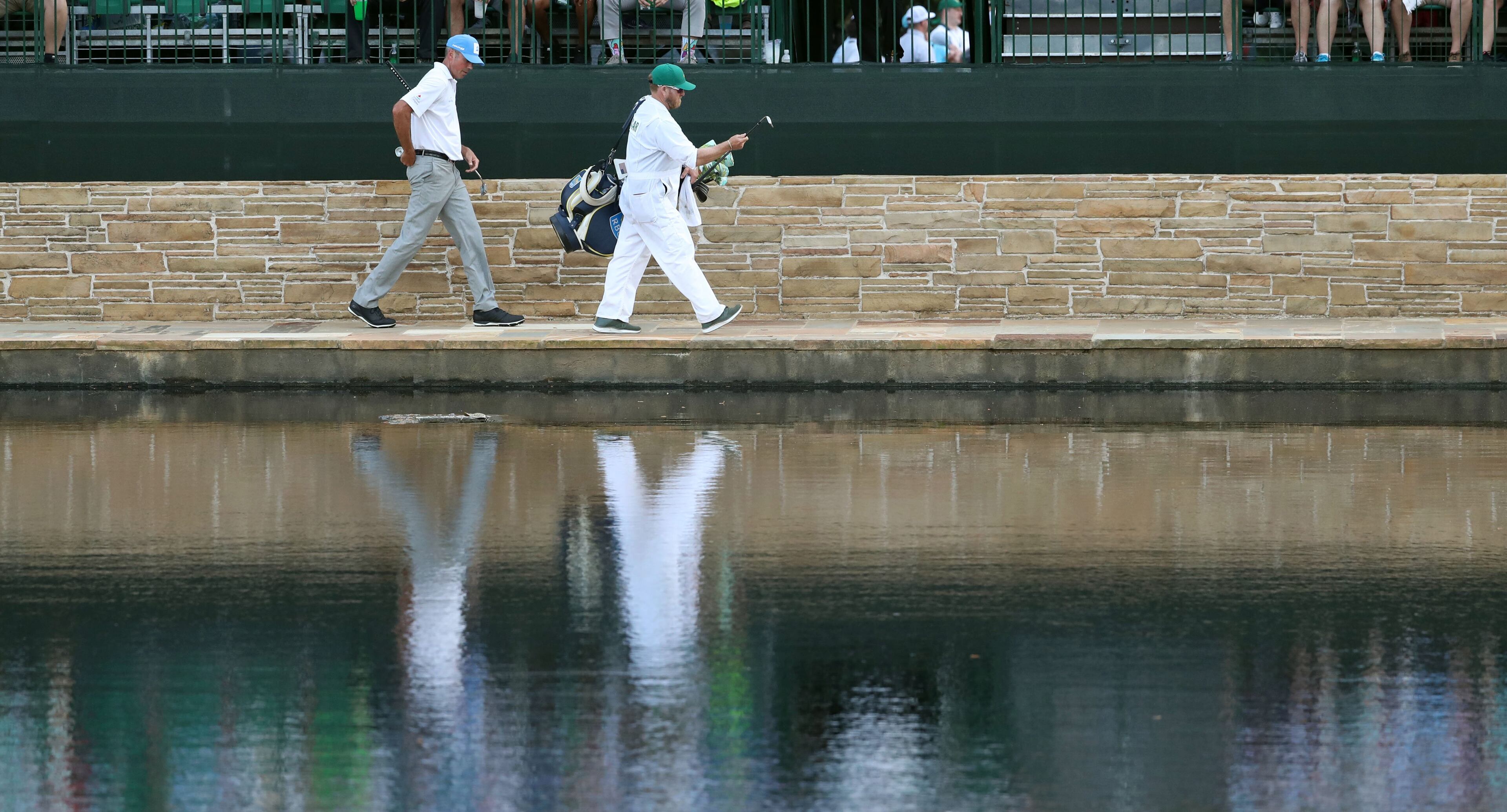 April 11, 2019 - Augusta - Matt Kuchar walks to the green on 15 during the first round of the Masters Tournament Thursday, April 11, 2019, at Augusta National Golf Club in Augusta. Jason Getz / Special to the AJC