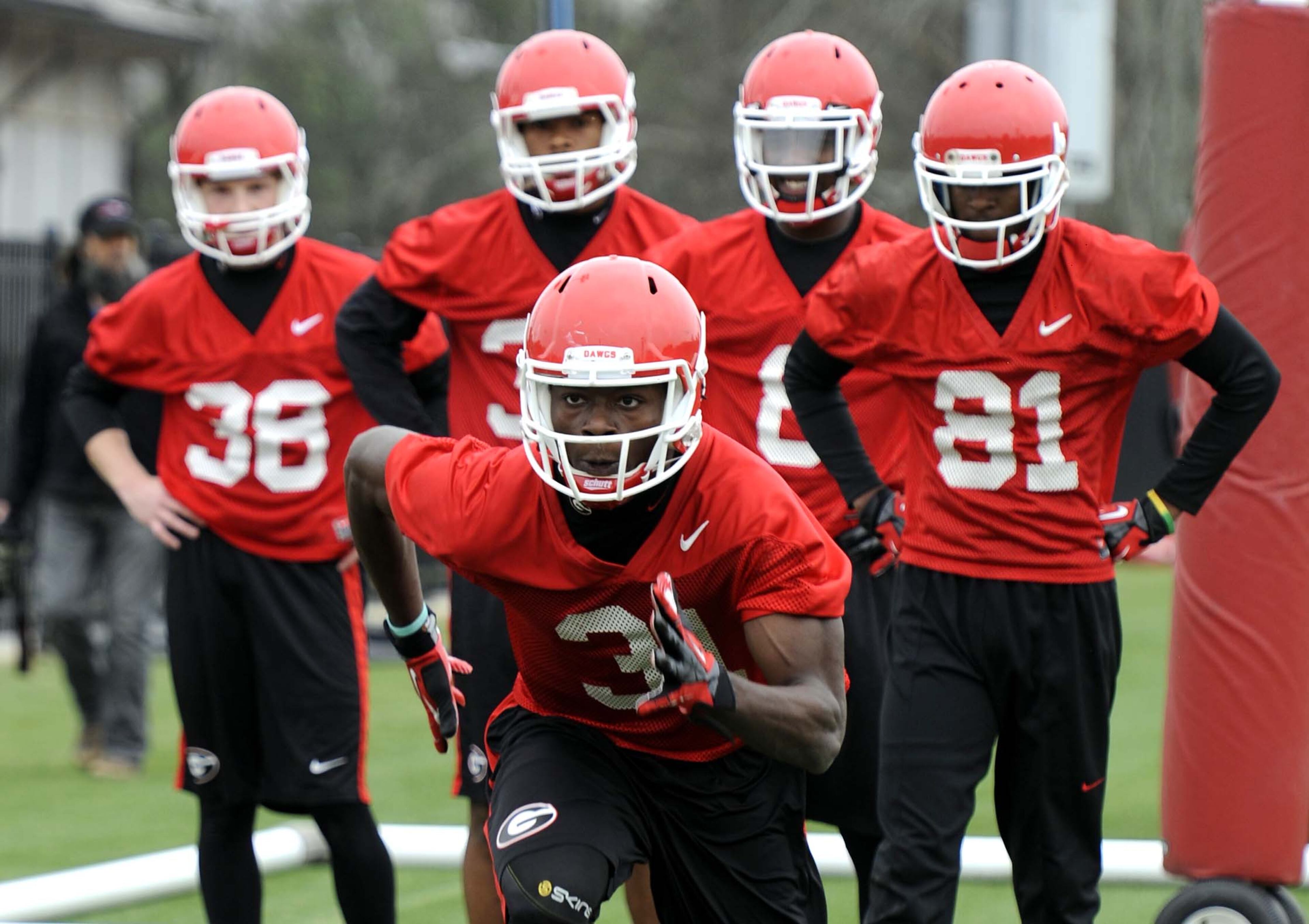 Flanker Chris Conley (31) during Georgia's first day of Spring Practice at the Woodruff practice fields on Tuesday, Mar.18th. 2014 in Athens, Ga. ( Photo by John Kelley )
