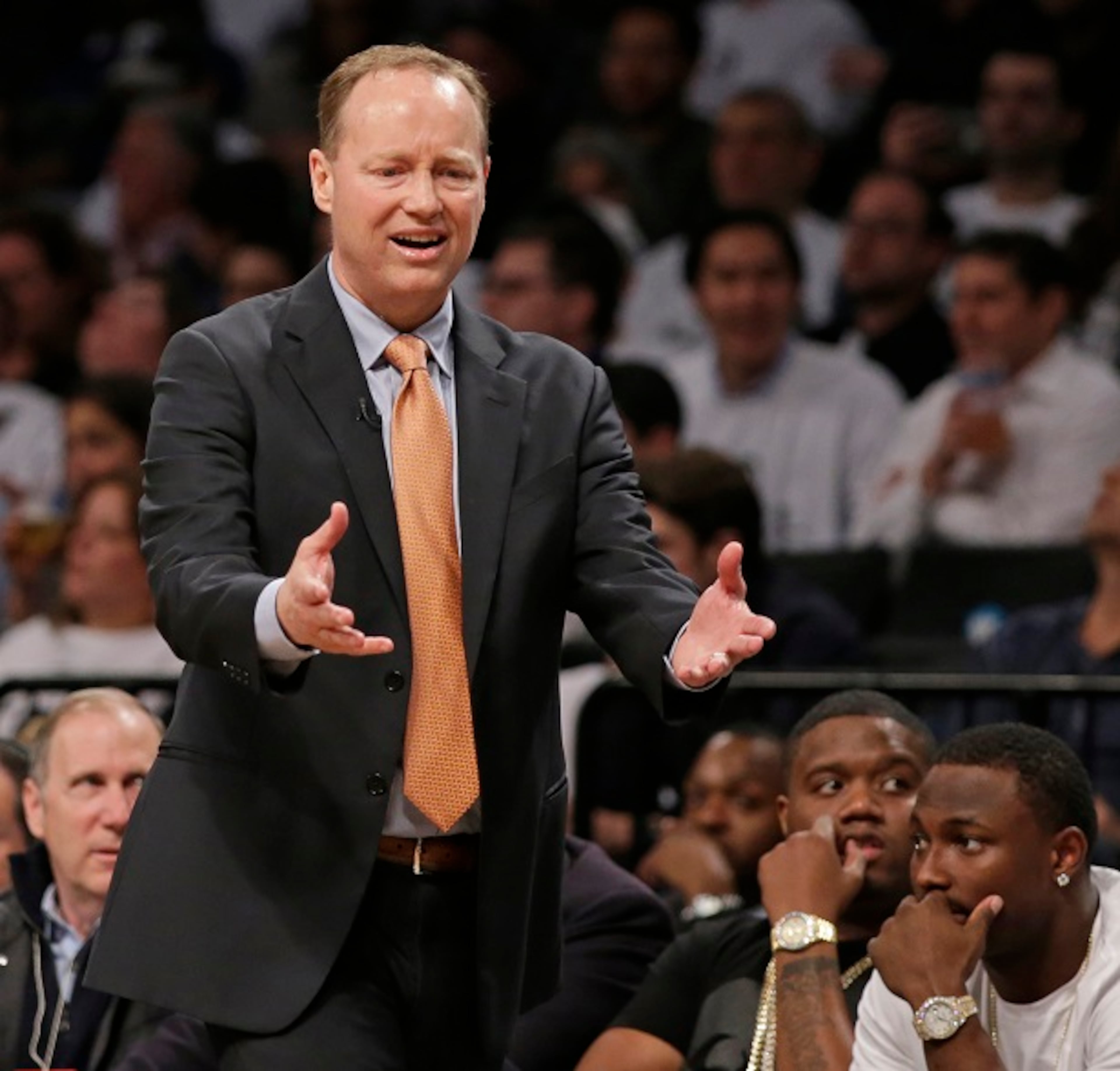 Atlanta Hawks head coach Mike Budenholzer in the second half of Game 4 of a first round NBA playoff basketball game, Monday, April 27, 2015, in New York. (AP Photo/Kathy Willens) "What sort of thing is happening here?" (Kathy Willens/AP photo)