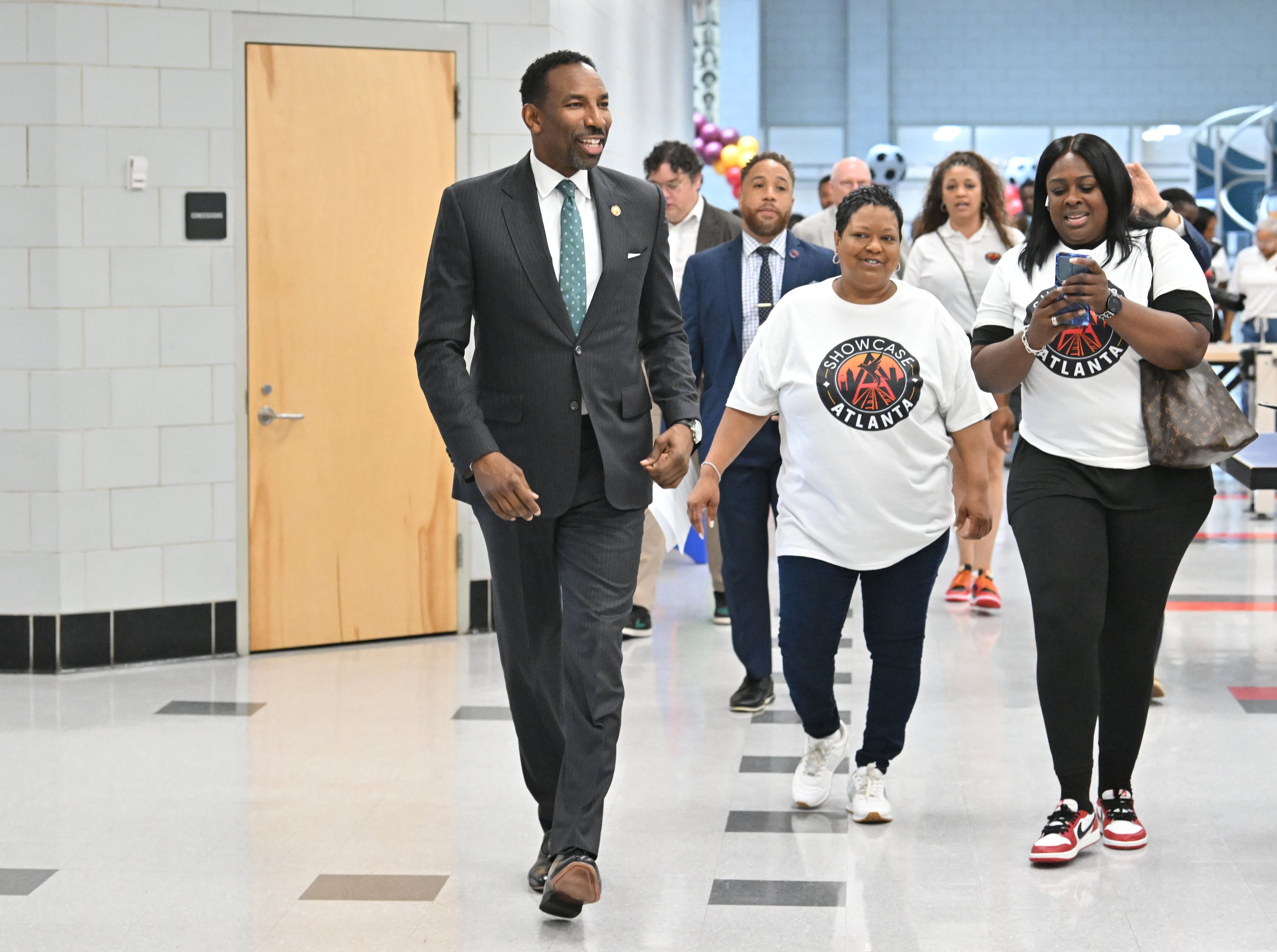 Atlanta Mayor Andre Dickens arrives before a press conference providing an operational and programming update for the city’s World Cup matches at the C.T. Martin Natatorium and Recreation Center on Tuesday, June 9, 2026, in Atlanta. (Hyosub Shin/AJC)
