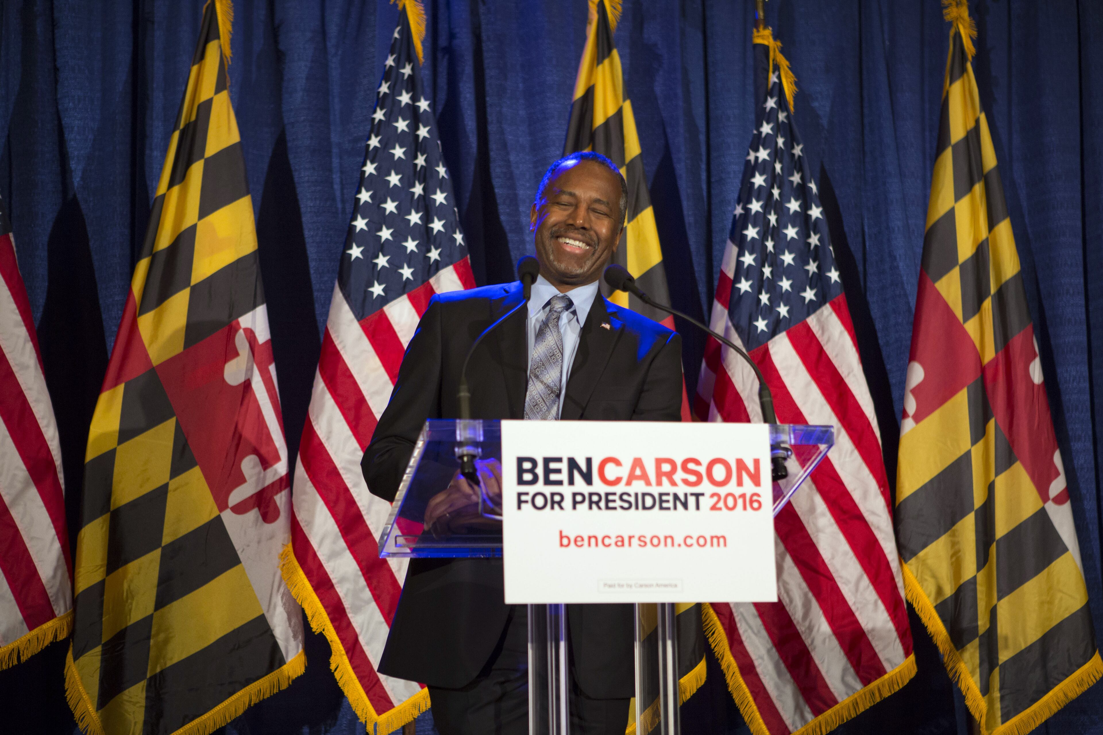 Republican candidate Dr. Ben Carson didn't get close to winning a state on Super Tuesday. He finished either last or next-to-last in every contest and only picked up a few delegates. He has the fewest delegates of any candidate still pursuing the presidency. Here, Carson speaks to supporters at his campaign at his Super Tuesday election party at the Grand Hotel on March 1, 2016 in Baltimore, Maryland. Despite trailing the other Republican candidates on the most significant night of primary voting, Dr. Carson vowed to continue his campaign and remain in the running. (Photo by Jessica Kourkounis/Getty Images)