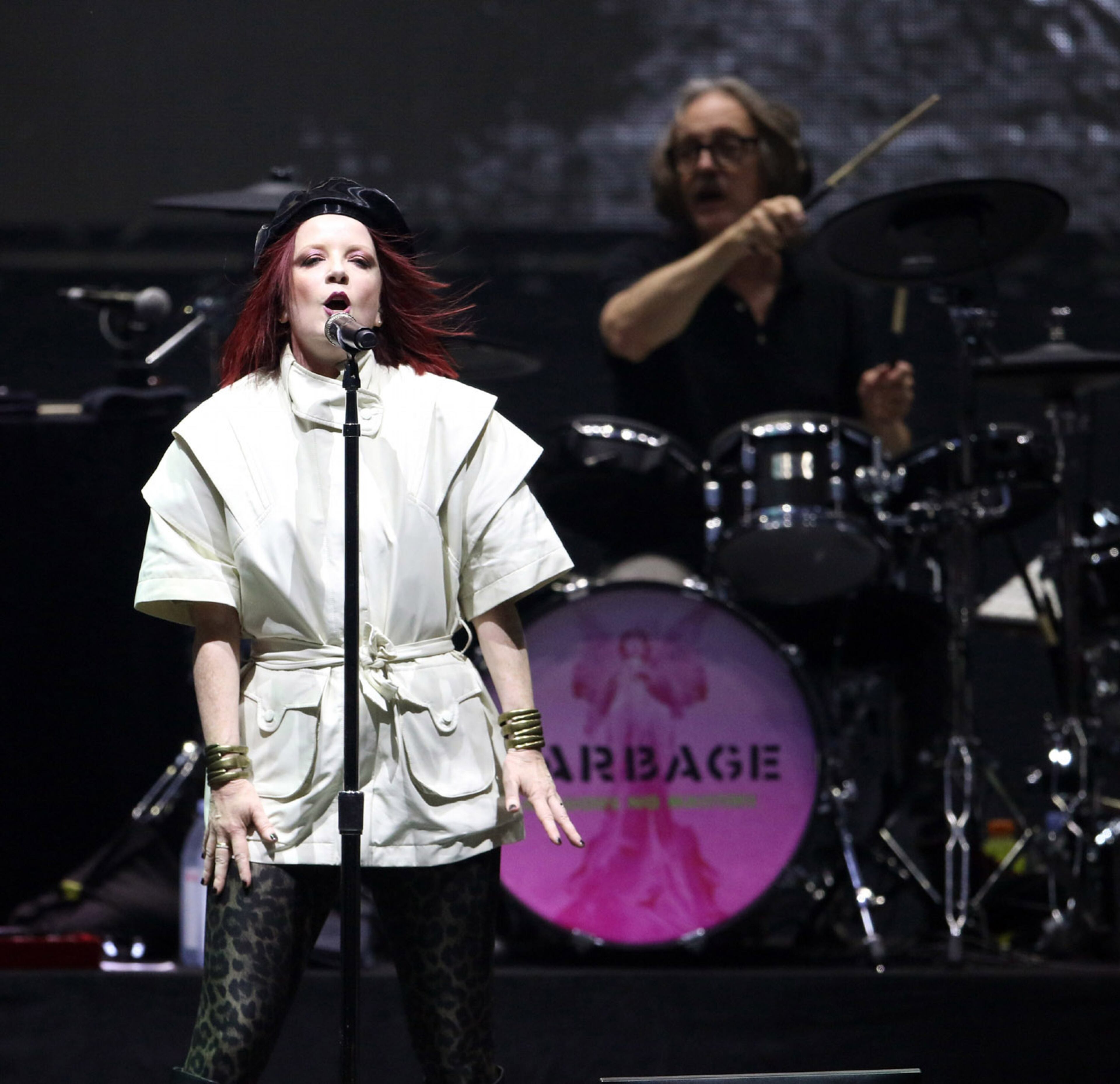 The band Garbage opened the show when Alanis Morissette rocked sold-out Ameris Bank Amphitheatre in Alpharetta on Friday, August 20, 2021, on her tour celebrating the release of her album "Jagged Little Pill" 25 years ago. (Photo: Robb Cohen for The Atlanta Journal-Constitution)