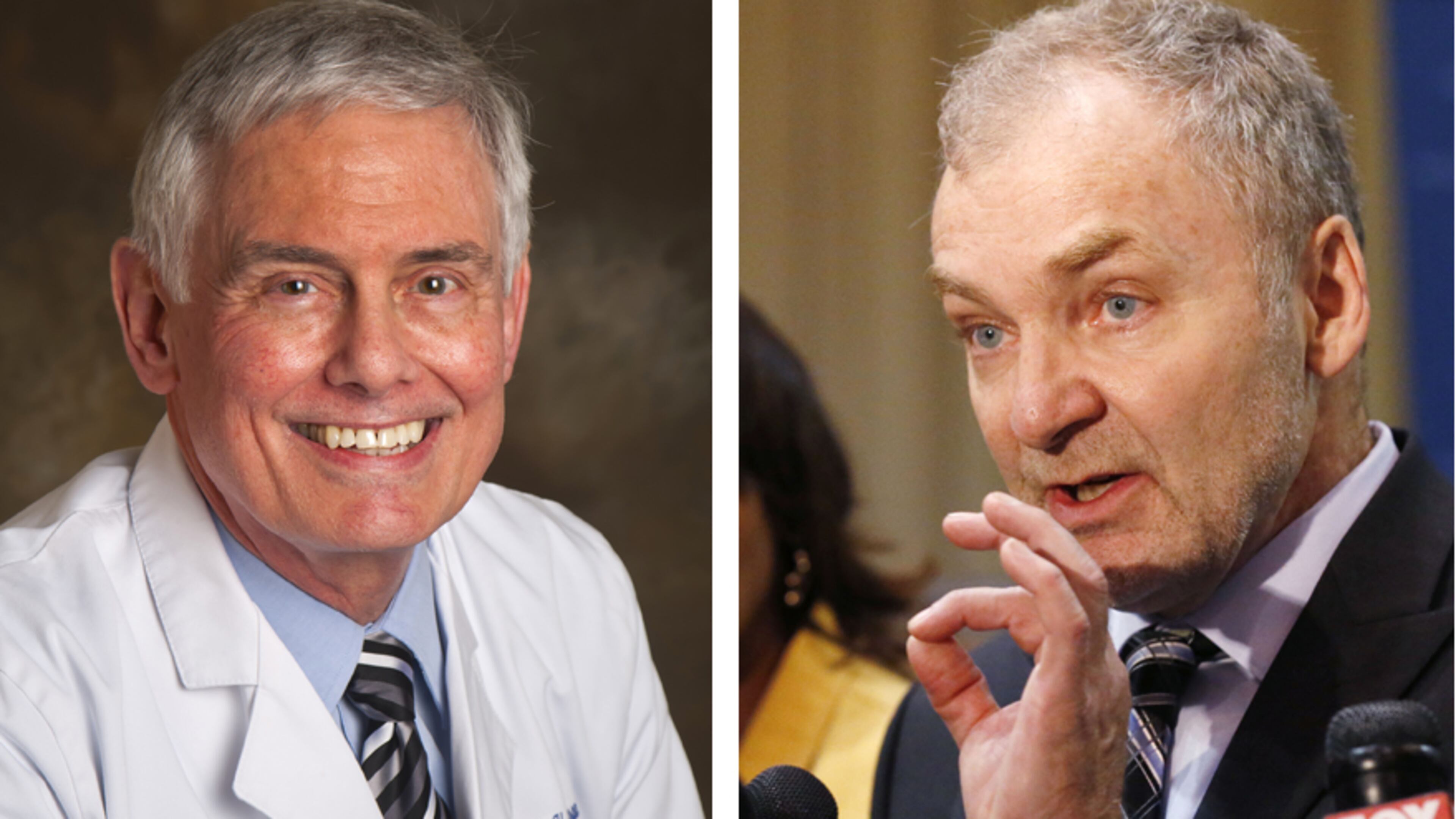 Carter's physicians: Dr. David Lawson, who heads the melanoma program at Winship Cancer Institute (left, Emory photo); and Dr. Walter Curran Jr., who is Winship's executive director and a radiation oncologist. (Bob Andres/AJC photo)