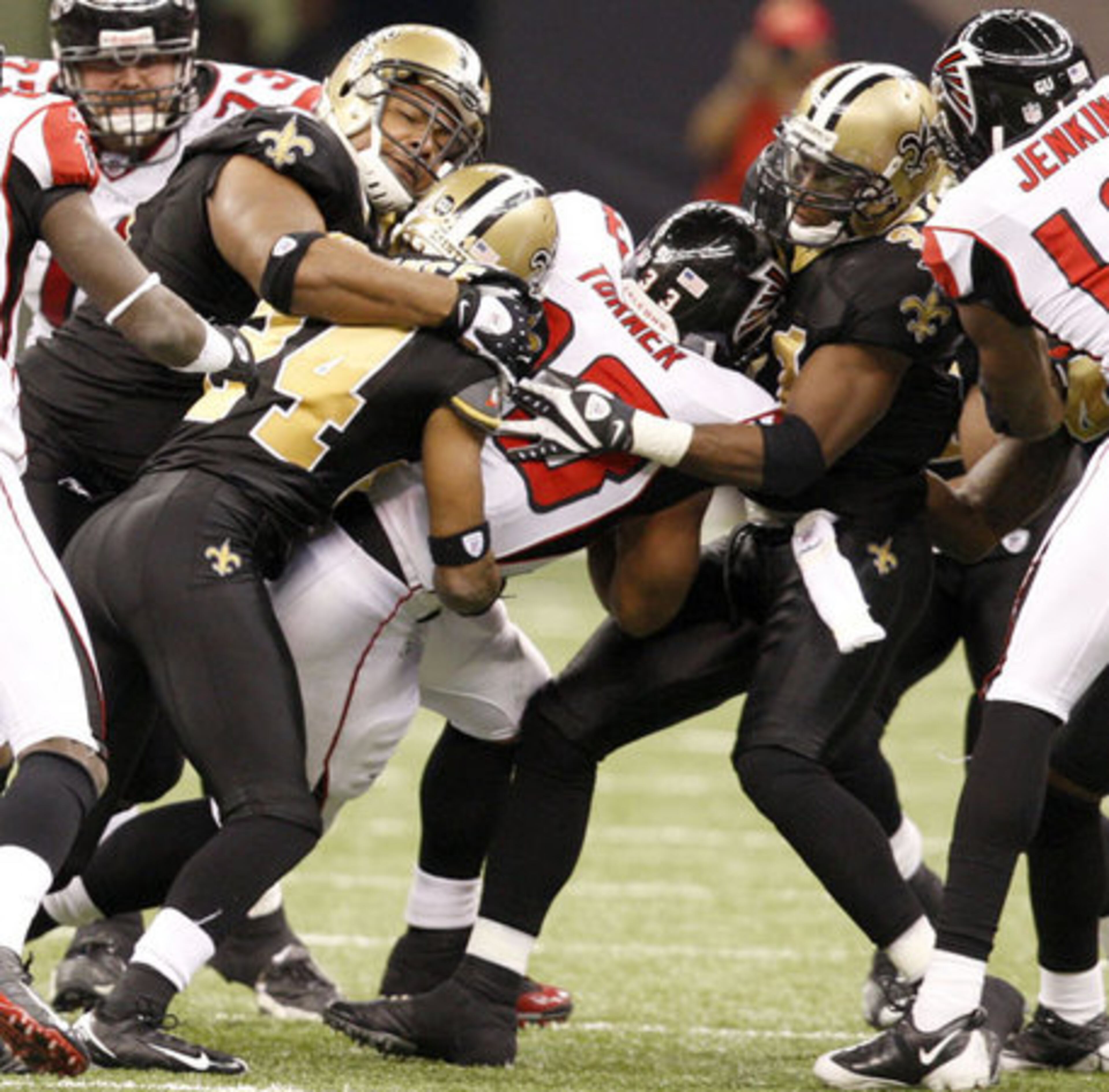 The Saints limited Falcons running back Micheal Turner to 61 yards on 18 carries.