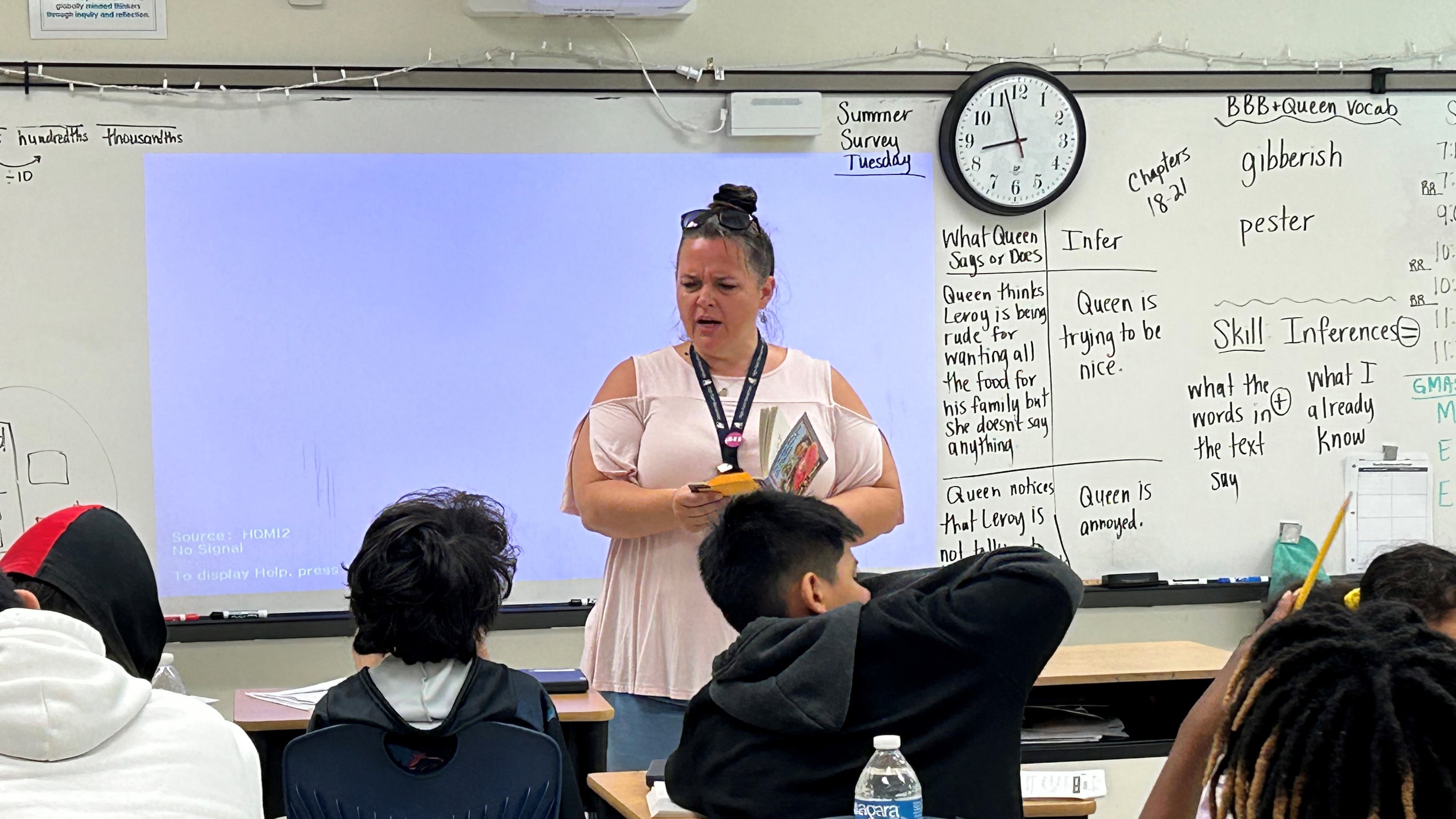 Jennifer Dallas reads a book with her fifth grade class at Heards Ferry Elementary School in Fulton County. The school made the state's list of "Literacy Leaders" for the 2022-23 school year. (Martha Dalton/martha.dalton@ajc.com)