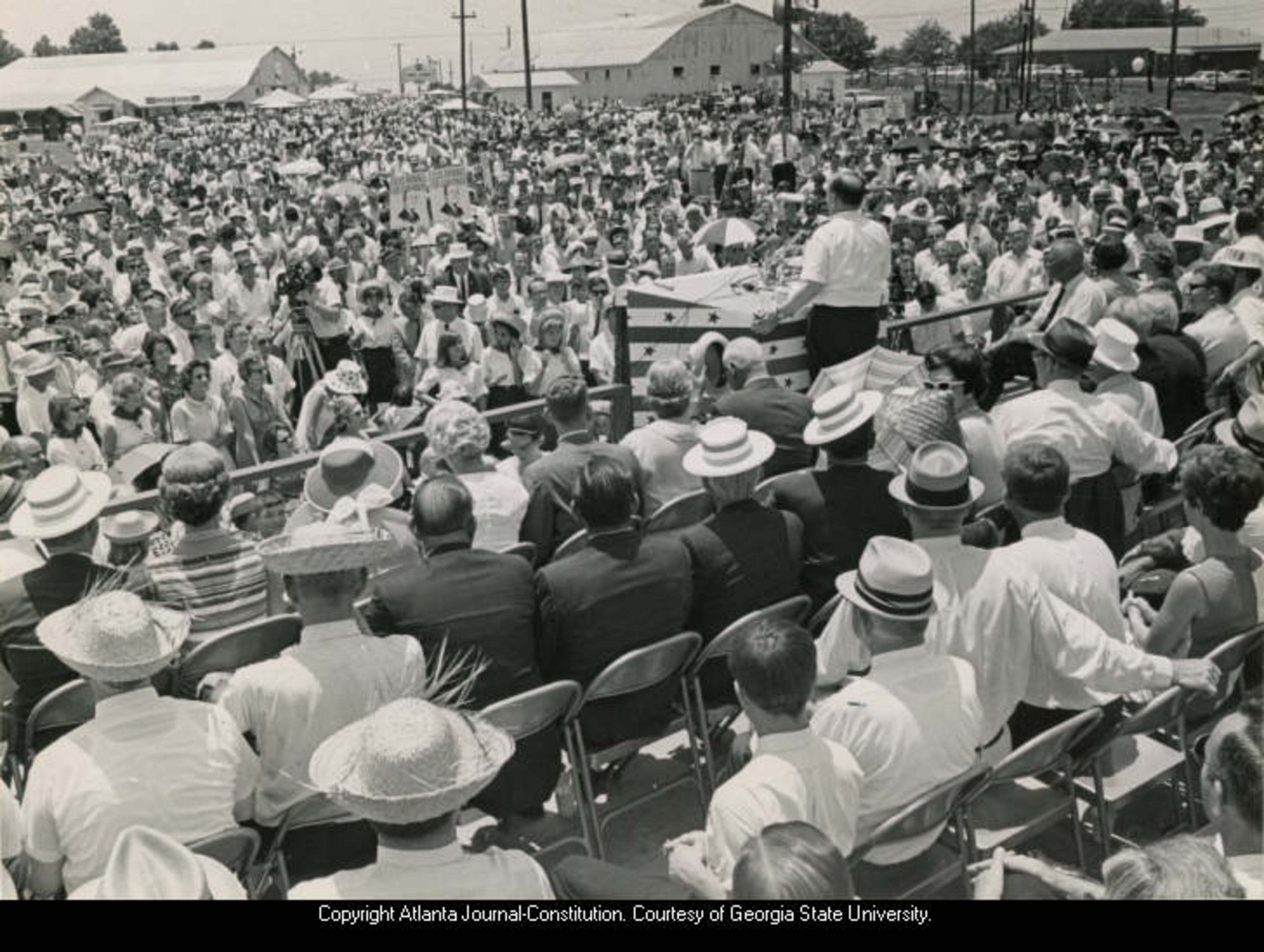 1966 -- Former Georgia Governor Ellis Arnall campaigning for governor again, Newnan. HUGH STOVALL / AJC FILE