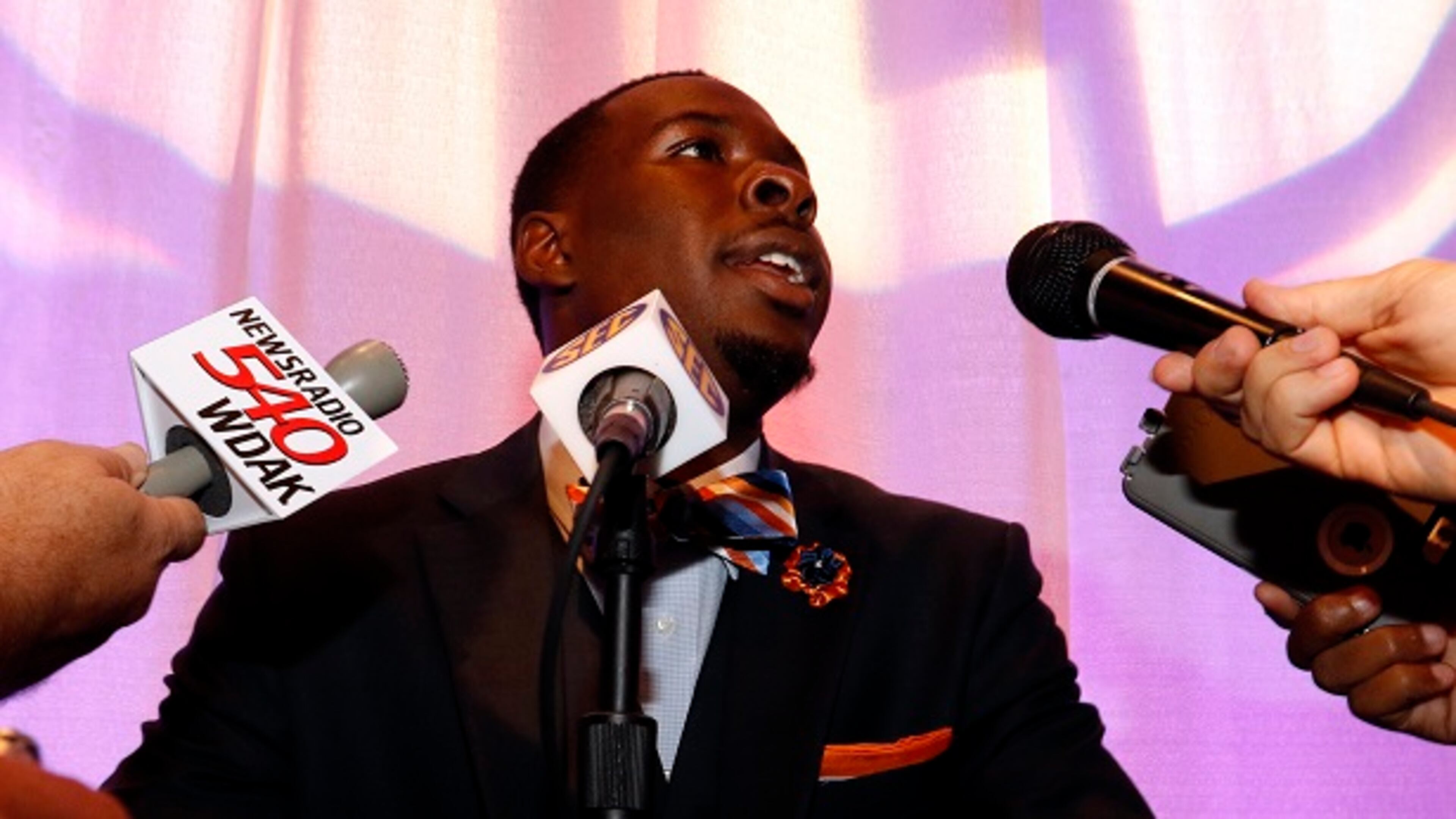 Auburn’s Jeremy Johnson speaks at the SEC Media Days on Monday. (AP Photo/Butch Dill)