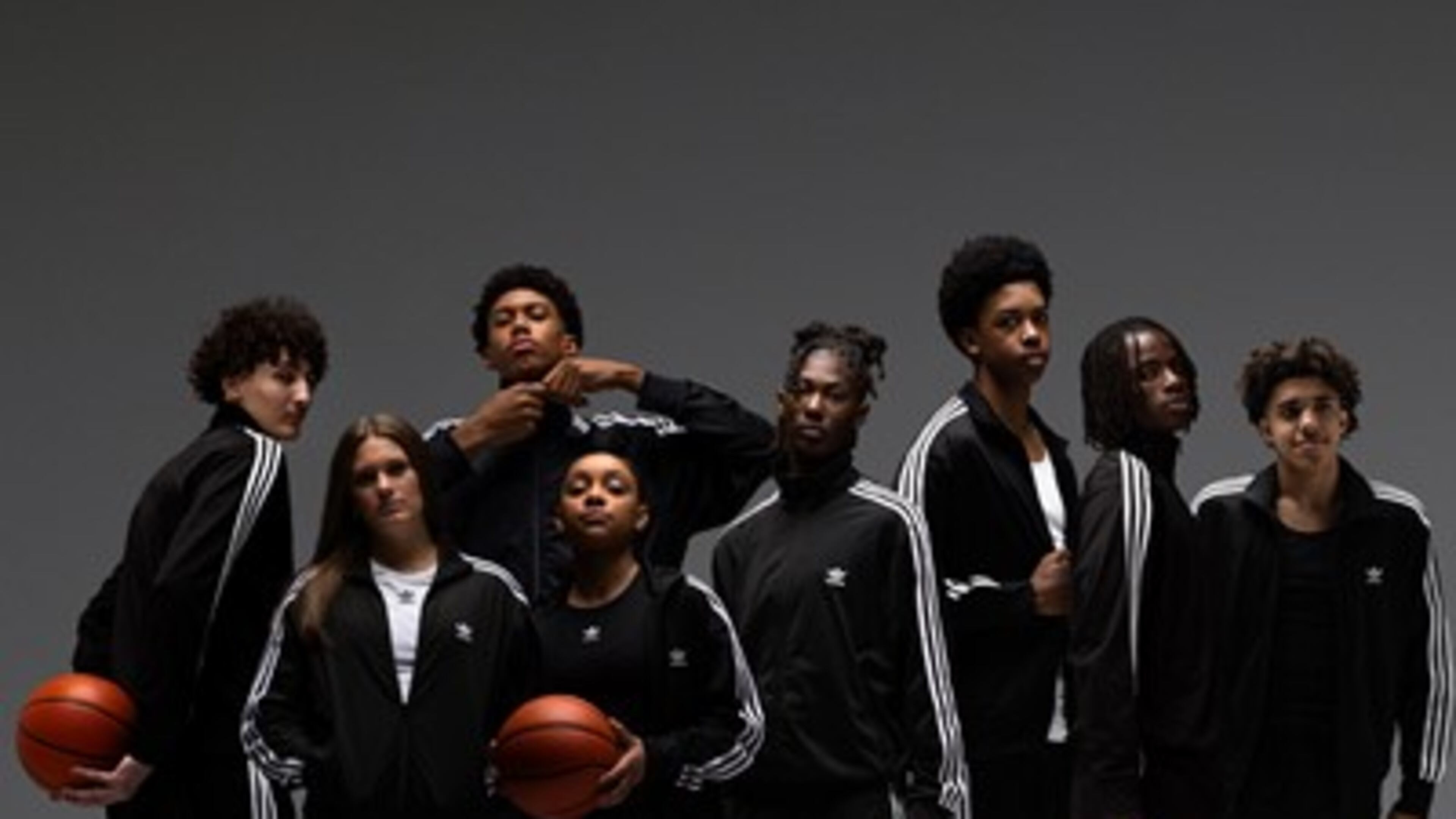 Rising seniors Kate Harping of Marist (second from left) and Caleb Holt of Grayson (second from right) are among eight high school basketball players to sign NIL deals with Adidas. (Courtesy of Adidas)