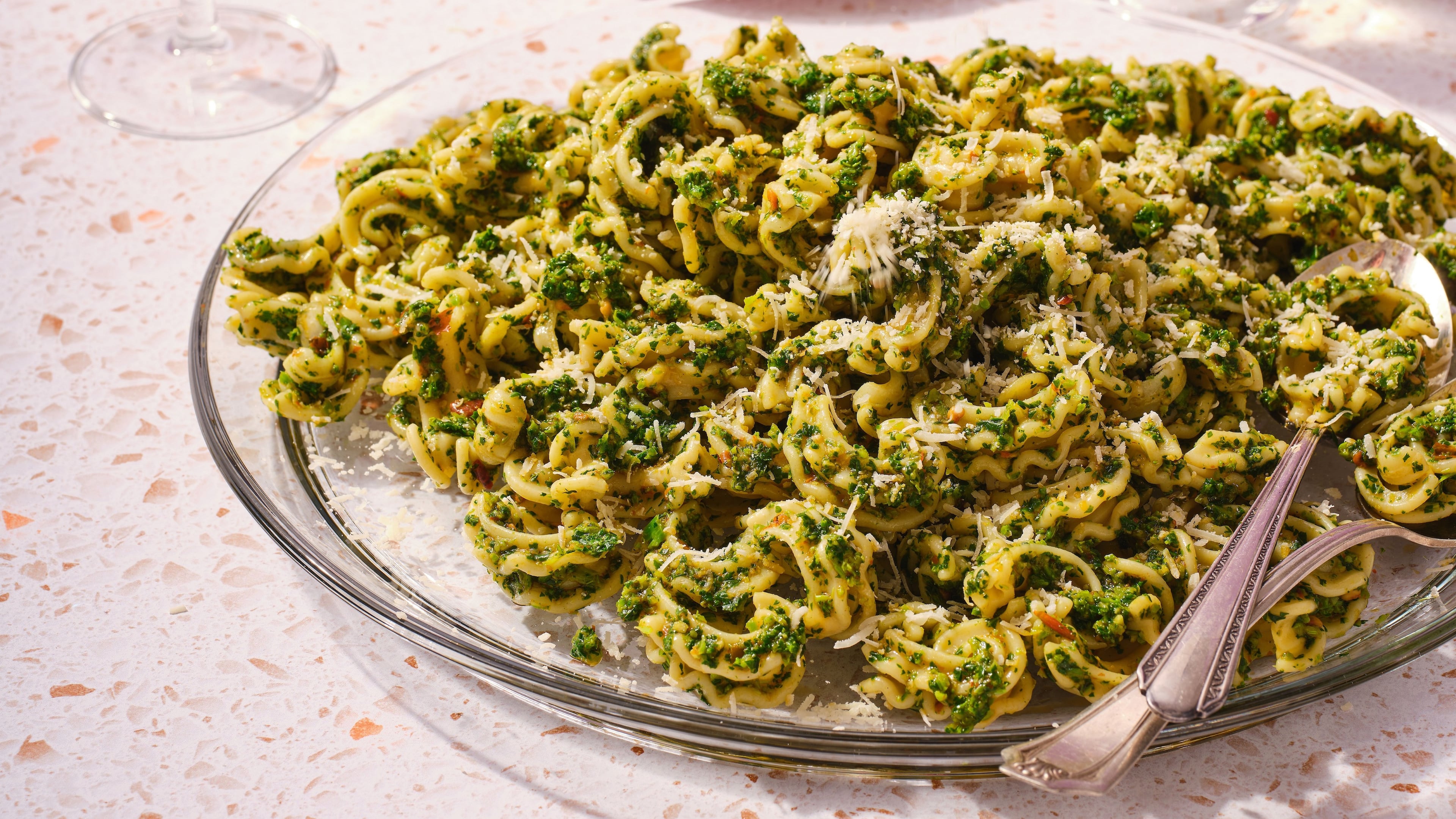 Cascatelli with Spicy Broccoli Rabe Pesto from "Anything's Pastable" by Dan Pashman (HarperCollins, $35). (Courtesy of HarperCollins/Dan Liberti)