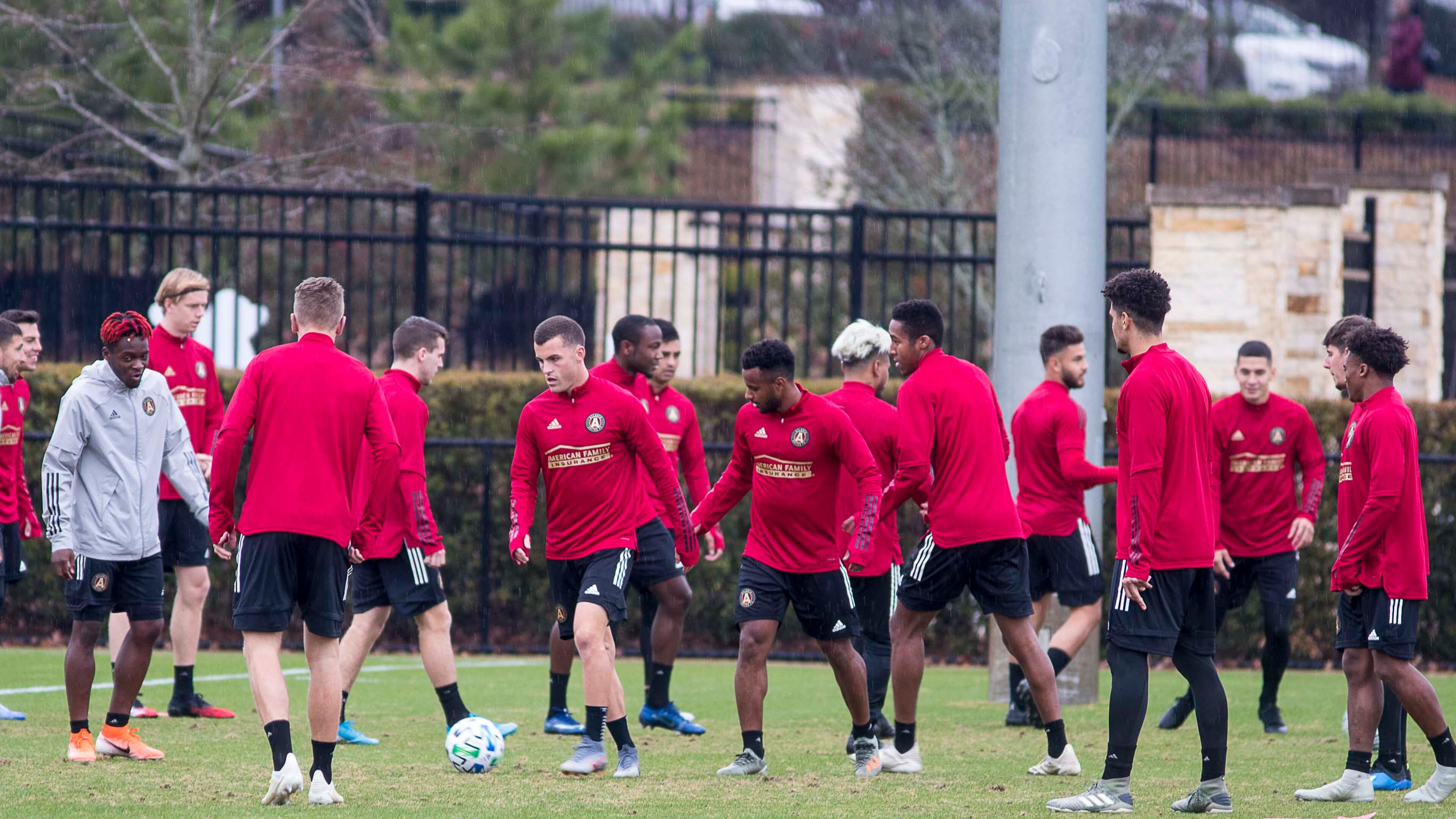 01/13/2019 -- Marietta, Georgia -- Members of the Atlanta United soccer team practice at their training facility at the Children's Healthcare of Atlanta Training Ground, Monday, January 13, 2020. (ALYSSA POINTER/ALYSSA.POINTER@AJC.COM)