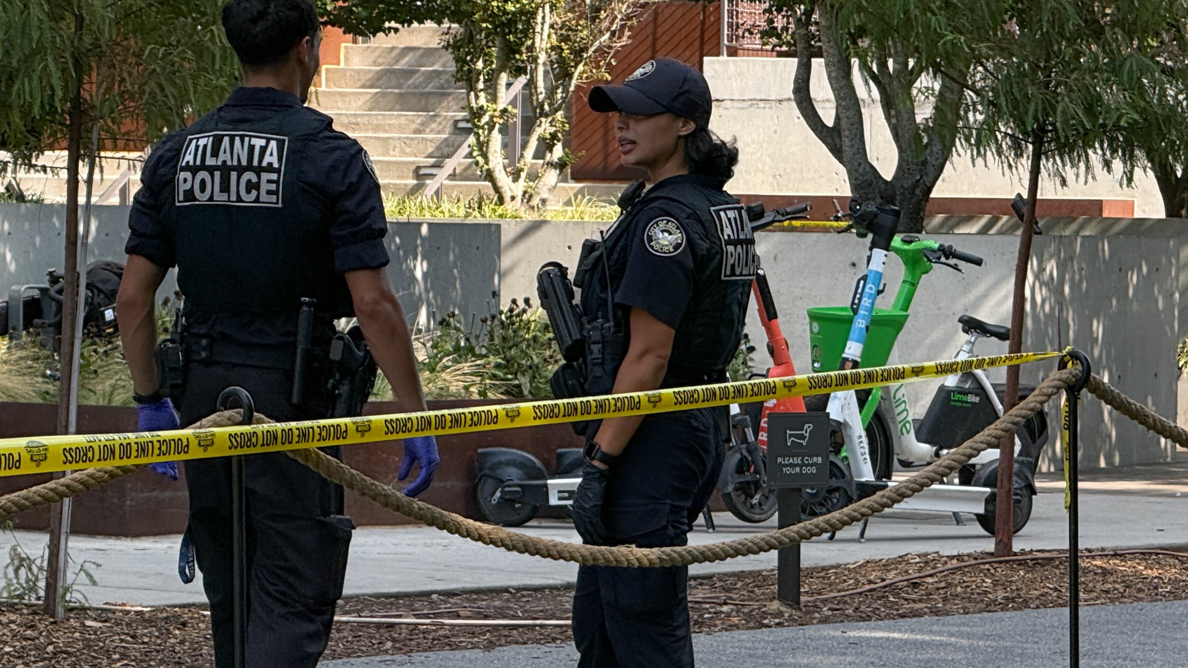 Police investigate the scene of a fatal stabbing along the Atlanta Beltline on Sunday, Aug. 23, 2026. (Megan Varner for the AJC)