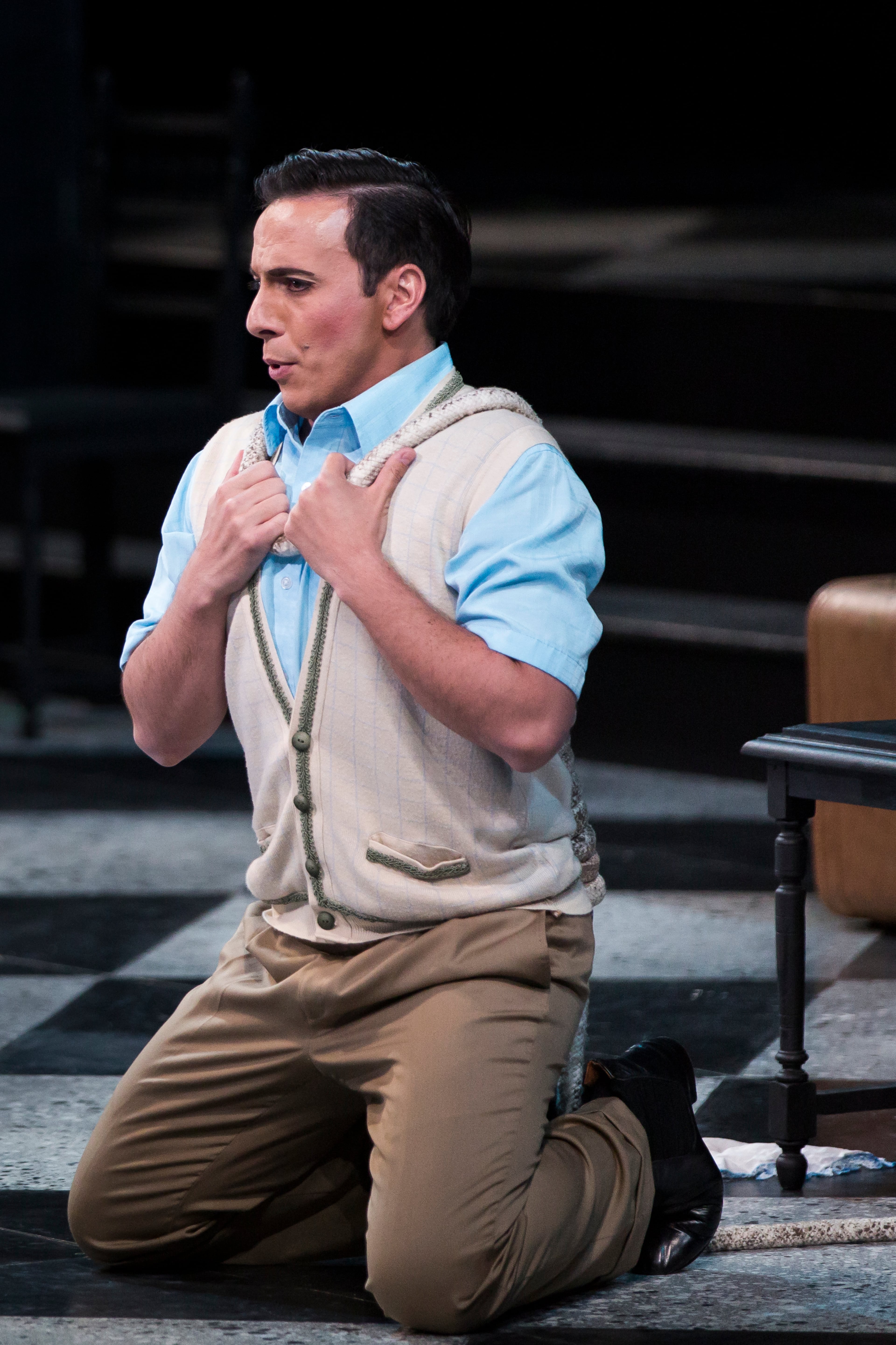 Santiago Ballerini as Ernesto in "Don Pasquale." This image was from a dress rehearsal staged for school children at CEPAC, though Ballerini sang the role on opening night as well when the planned singer fell ill.