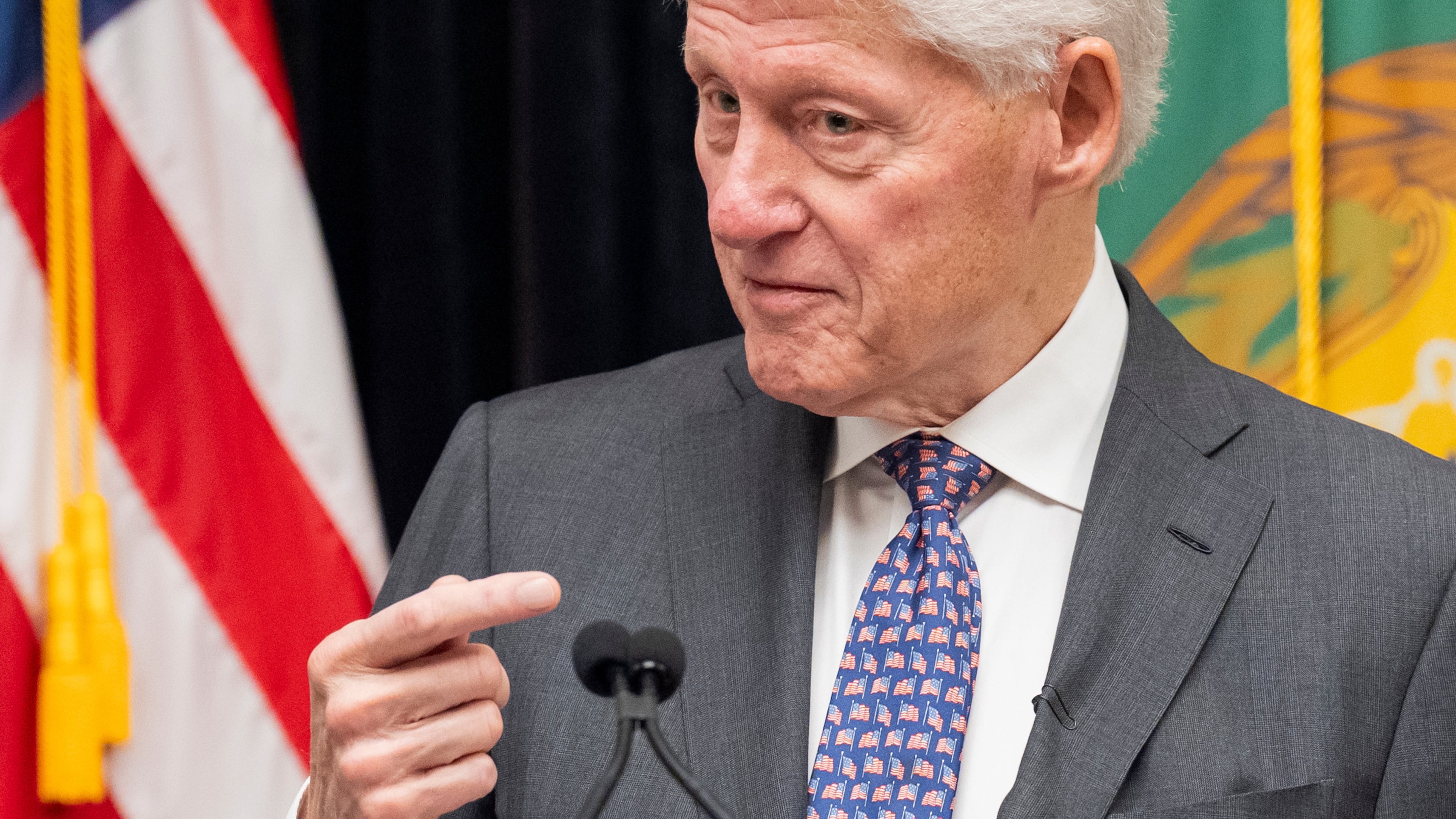 FILE - Former President Bill Clinton speaks in the Cash Room of the Treasury Department during an event for the anniversary of the Community Development Financial Institutions Fund,, Nov. 21, 2024, in Washington. (AP Photo/Jacquelyn Martin, File)