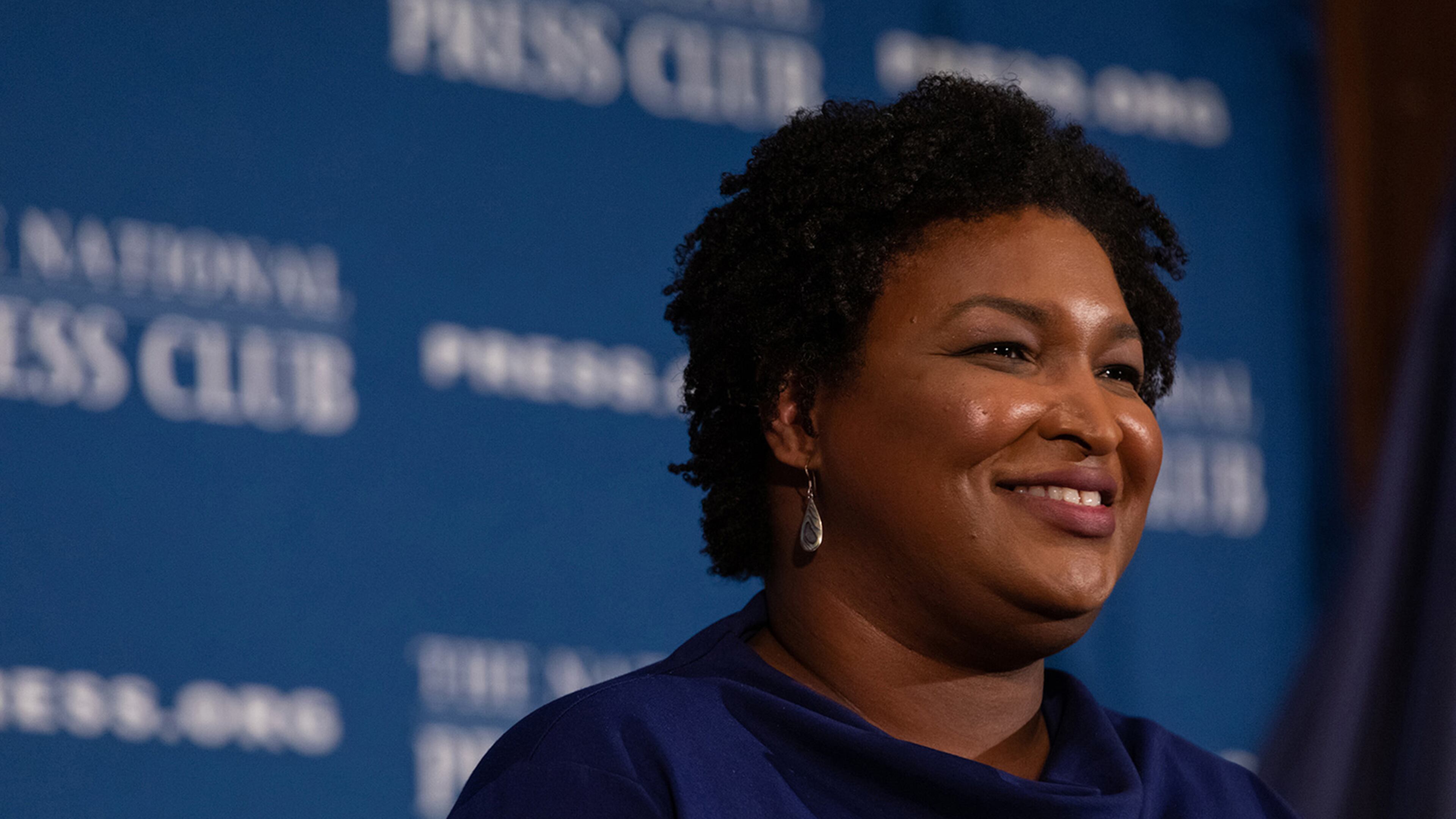 Stacey Abrams, former Georgia House Democratic Leader, speaks to attendees at the National Press Club Headliners Luncheon in Washington, D.C., on Nov. 15, 2019. A superior court judge has ruled a voting registration group founded by Abrams should turn over bank records to ethics investigators. (Cheriss May/Sipa USA/TNS)