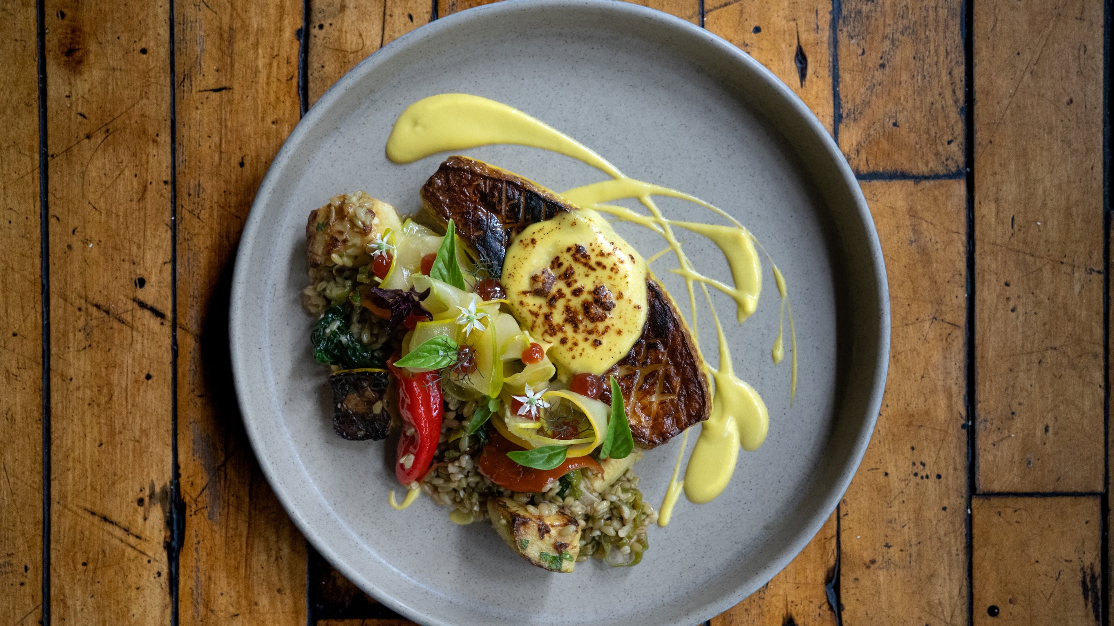 Decatur's the Deer and the Dove celebrates seasonal shifts with a harvest plate that features the bounty of local gardens. This month, squash is the star. (Courtesy of Morgan Campisi of Campisi Collective)