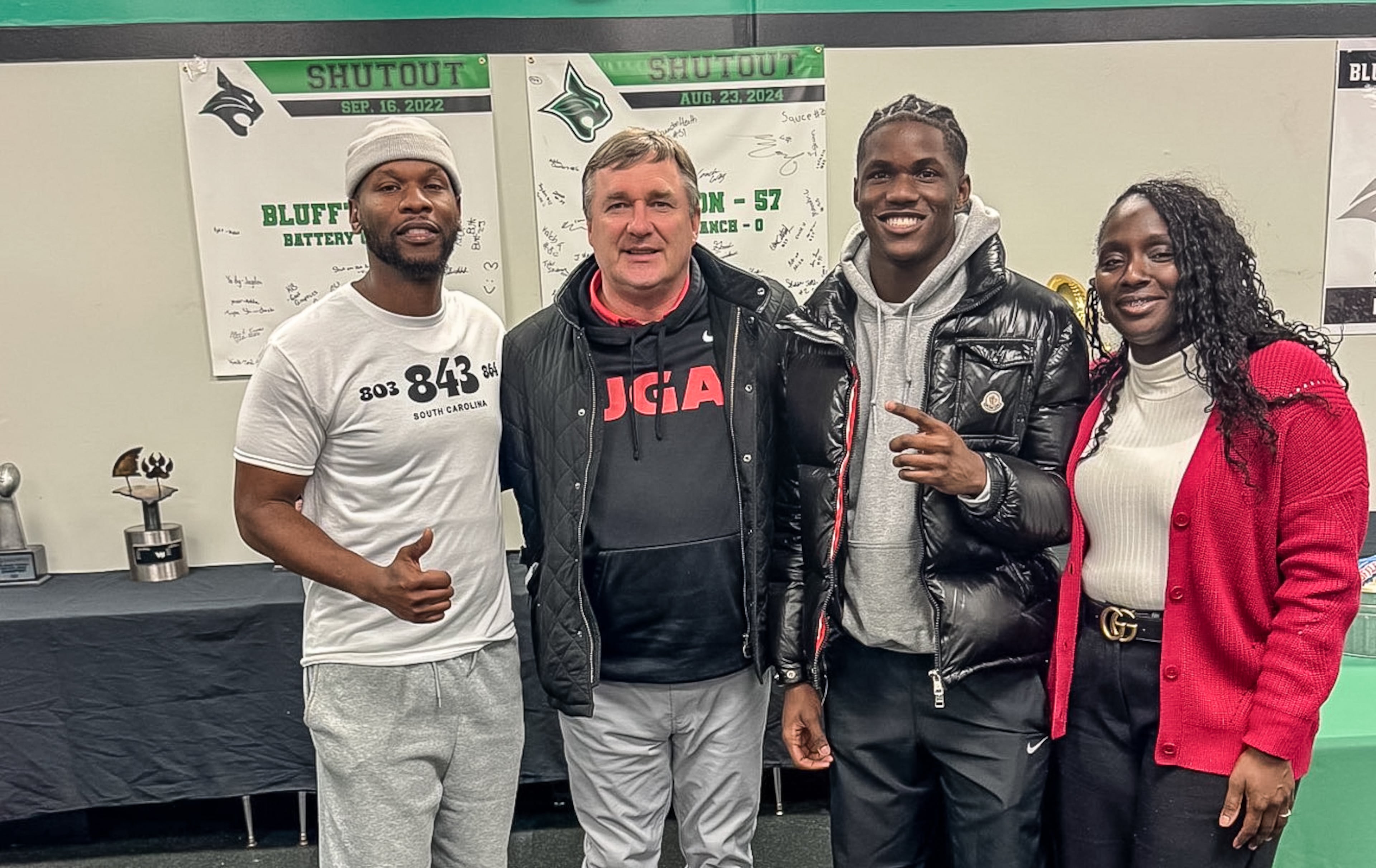 Amare Patterson (third from left), the 4-star WR from Bluffton High School in South Carolina, is one of the top targets for Georgia football. (Courtesy)