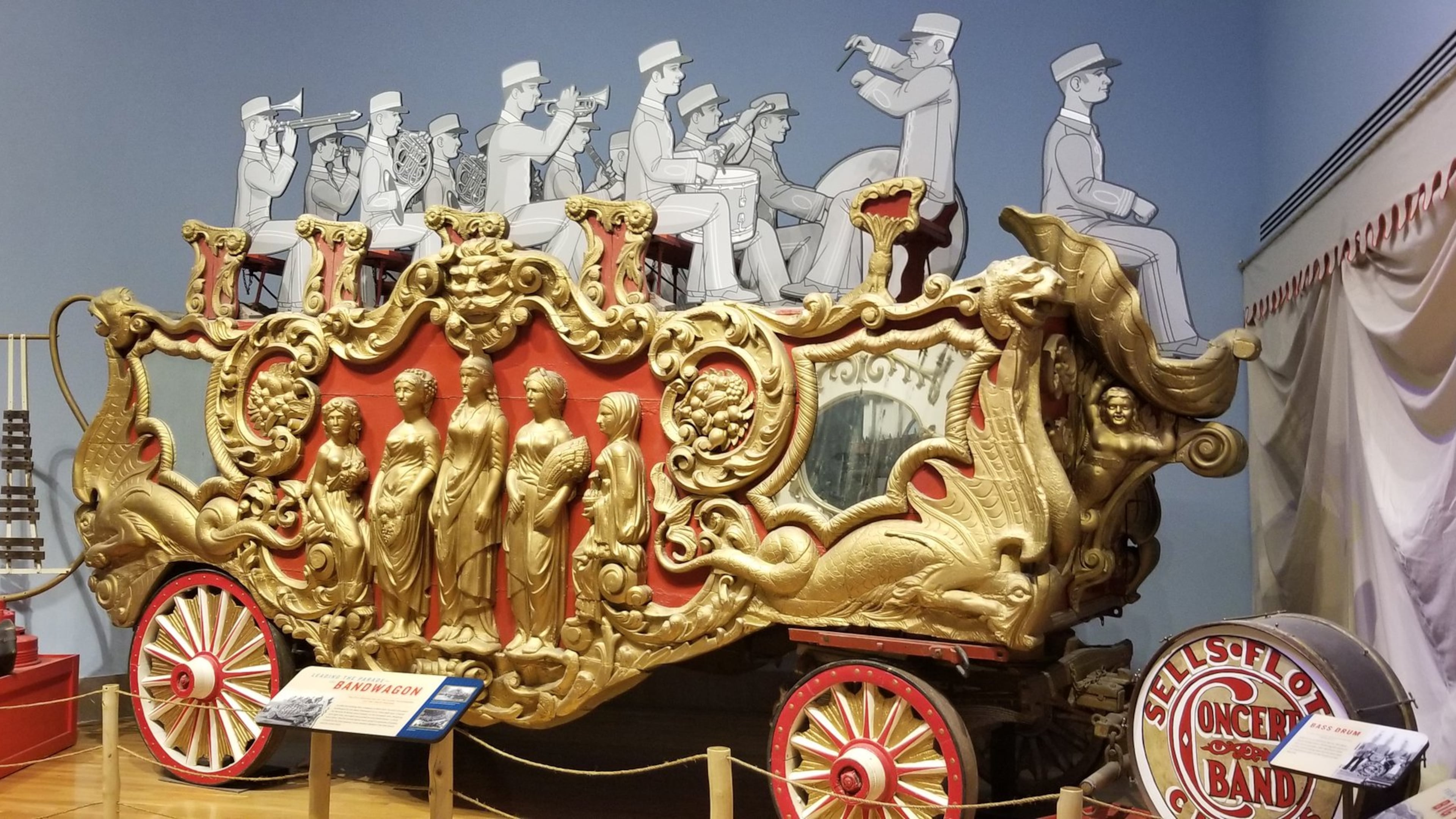 This elaborate bandwagon, exhibited at the Ringling Circus Museum, was used in parades to advertise the arrival of the show. Contributd by Tracey Teo