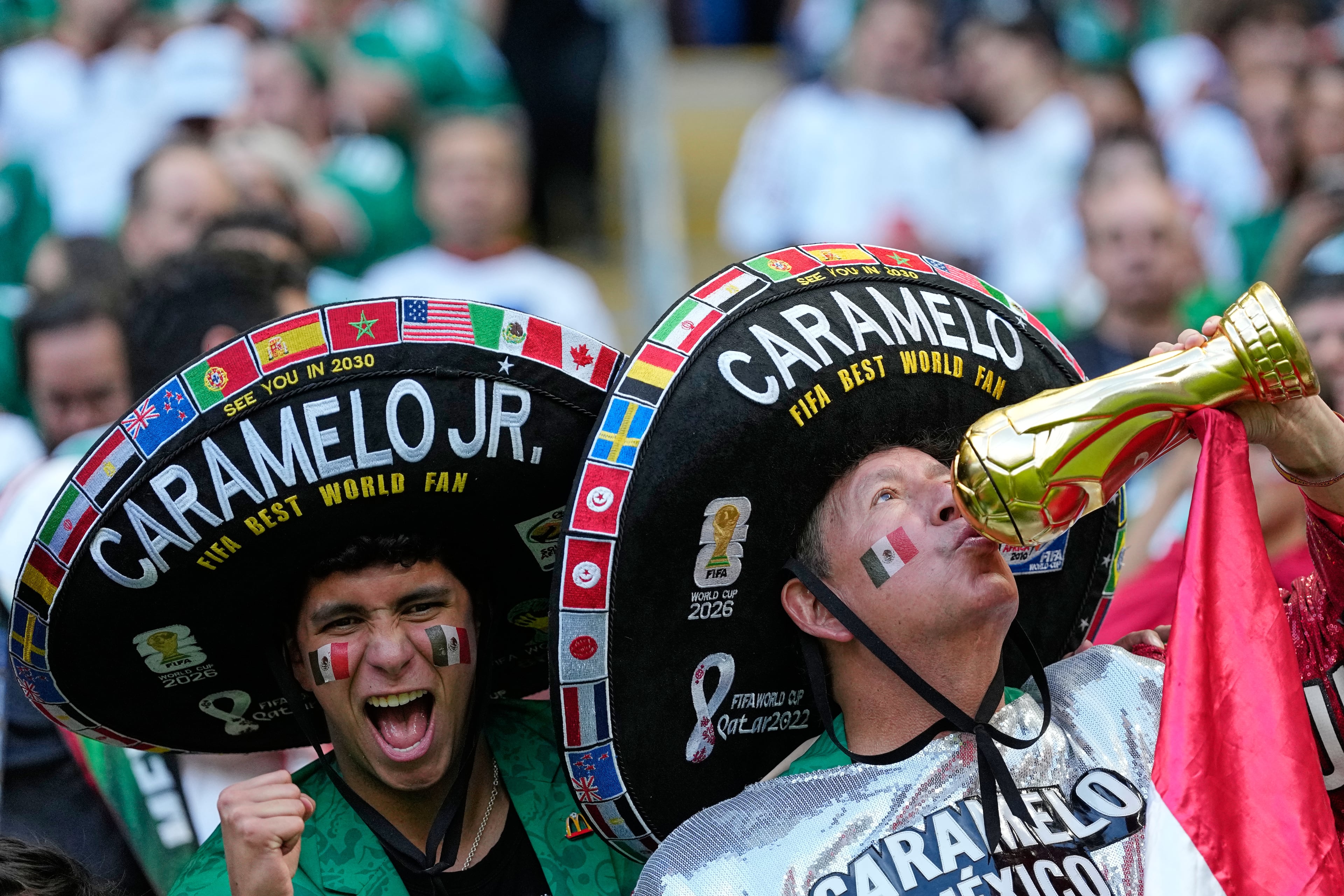 Héctor Chávez has watched Mexico's national team play more than 540 matches since 1986. He now attends with his son. (Natacha Pisarenko/AP)