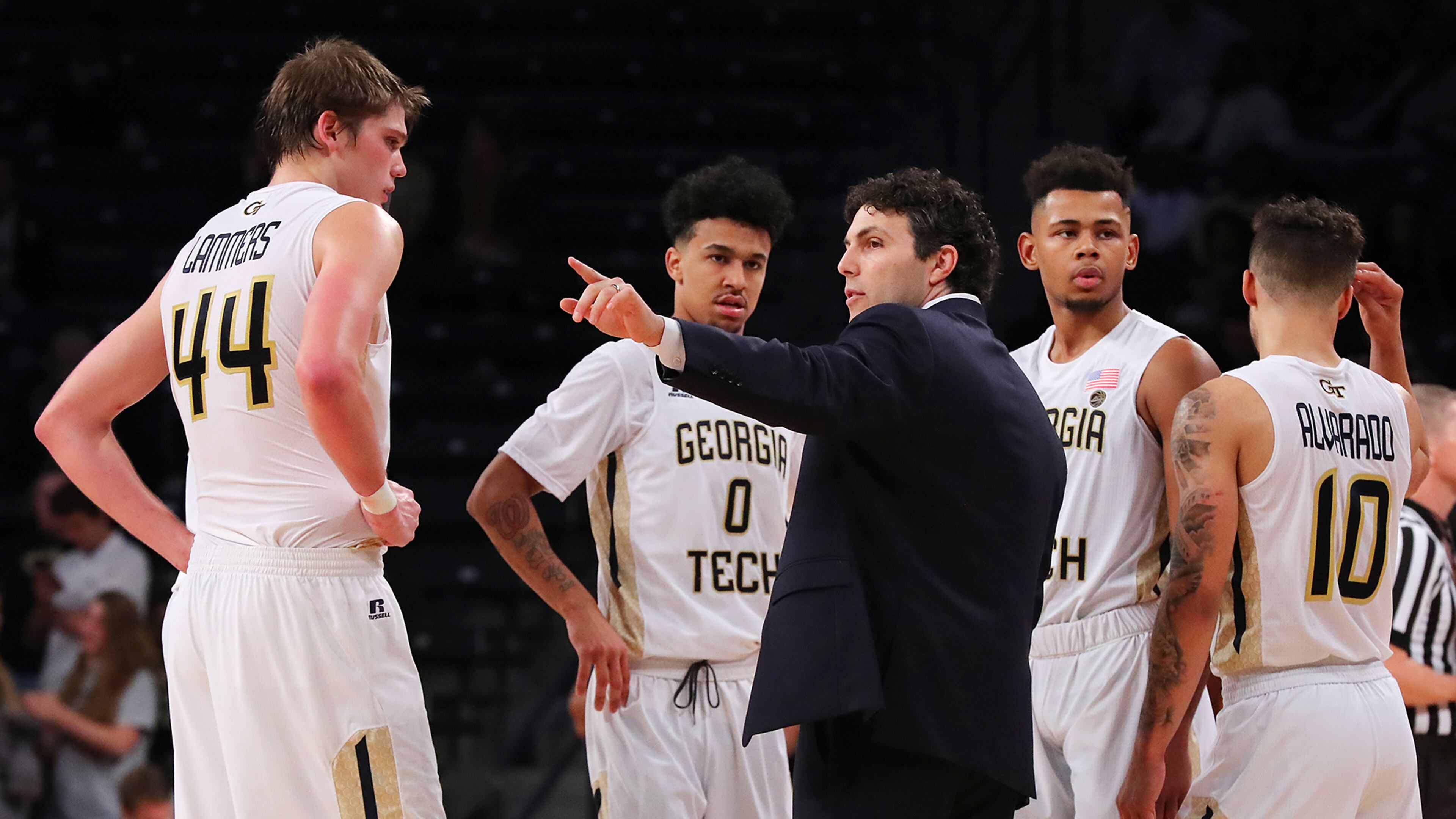 Georgia Tech coach Josh Pastner coaches up his players against Bethune-Cookman on Sunday, November 19, 2017, in Atlanta. Curtis Compton/ccompton@ajc.com