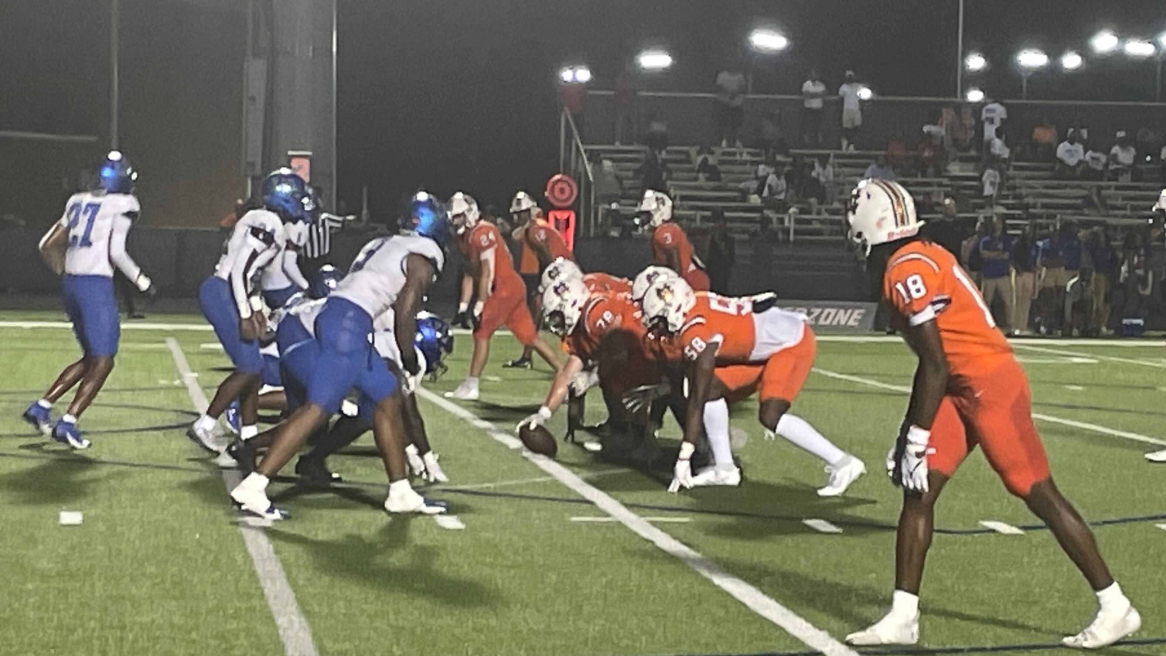 The Westlake defense held North Cobb out of the end zone in the final minute of Westlake's 52-28 victory in the teams' season opener in Kennesaw on Aug. 18, 2023.