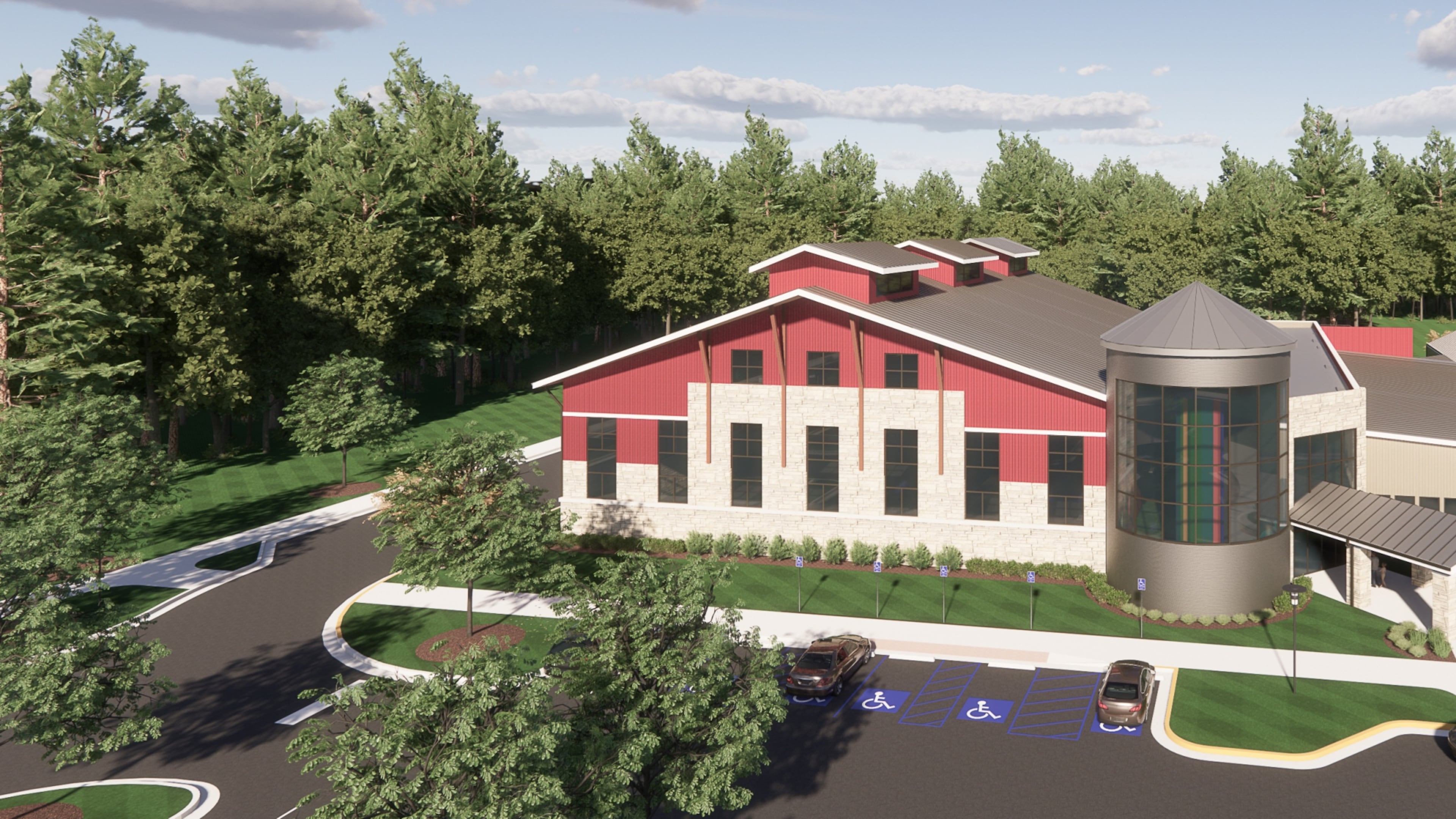 This rendering shows the future LB Ahrens Recreation Center at Cherokee Veterans Park. CONTRIBUTED