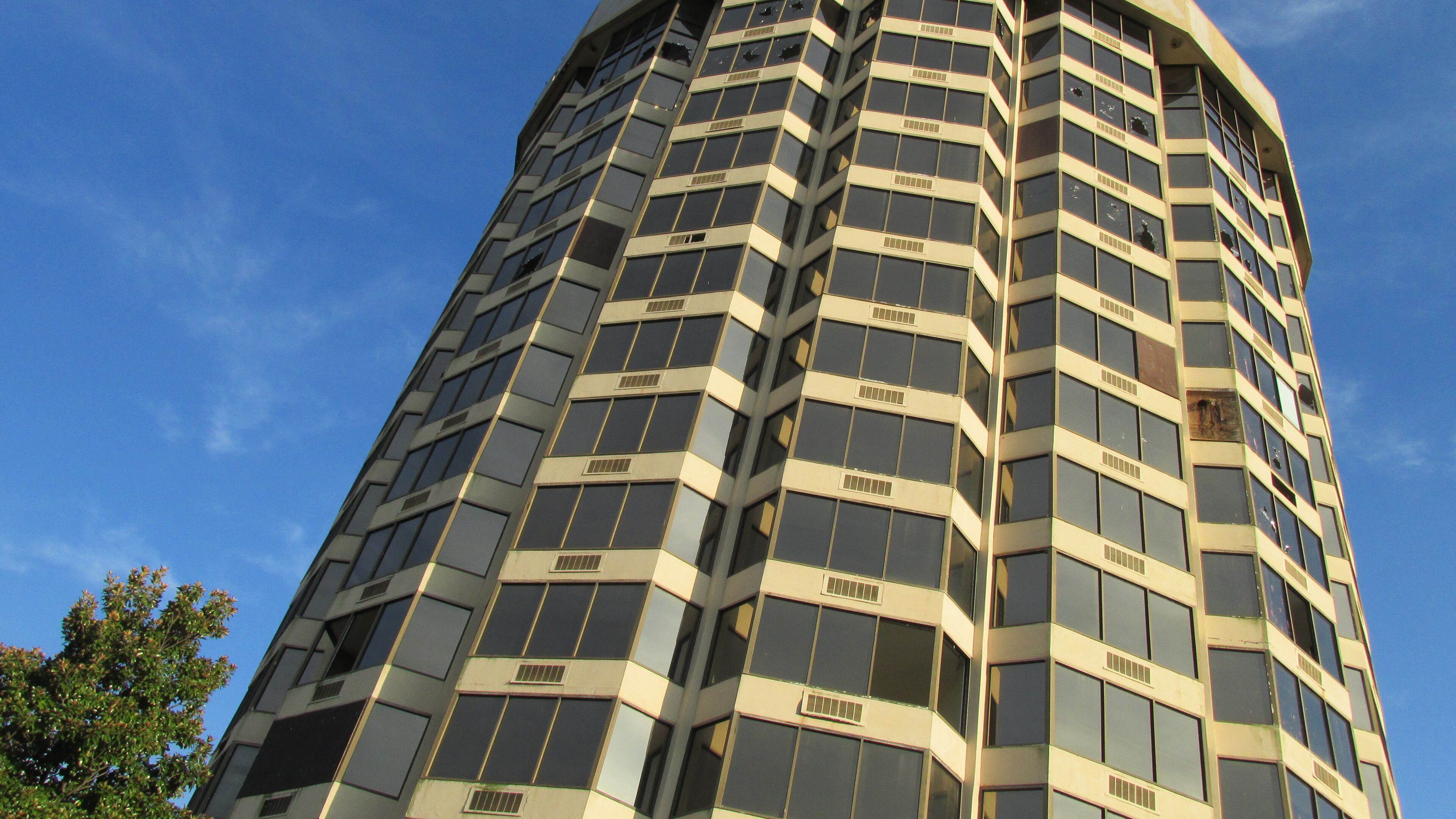 The Presidential Boutique Condotel, show last month, is an icon of Spaghetti Junction, and, some feel, an eyesore for DeKalb County. Photos by Joshua Sharpe