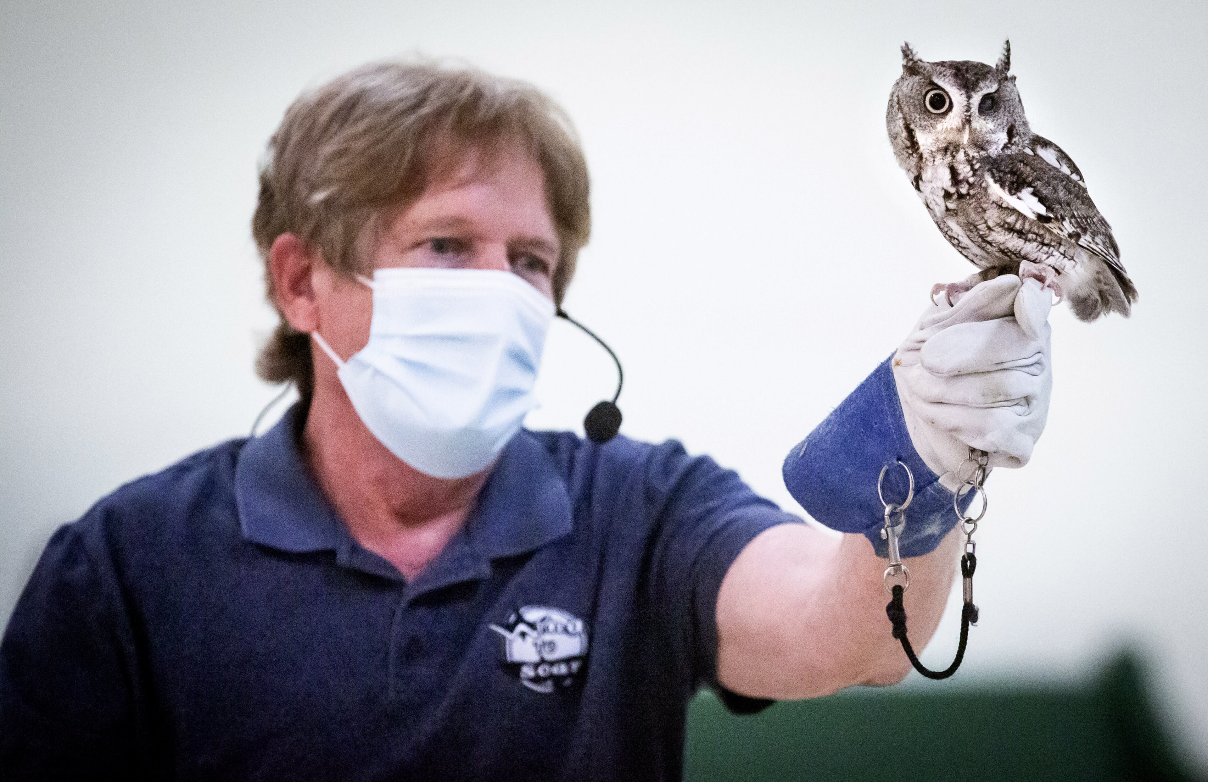 Co-director John Stokes of Wings to Soar, a bird education program, holds a screech owl during a demonstration at the Chattahoochee Nature Center for its Family Fun Day: Flying into the Future on Sunday, March 14, 2021. (Photo: Steve Schaefer for The Atlanta Journal-Constitution)