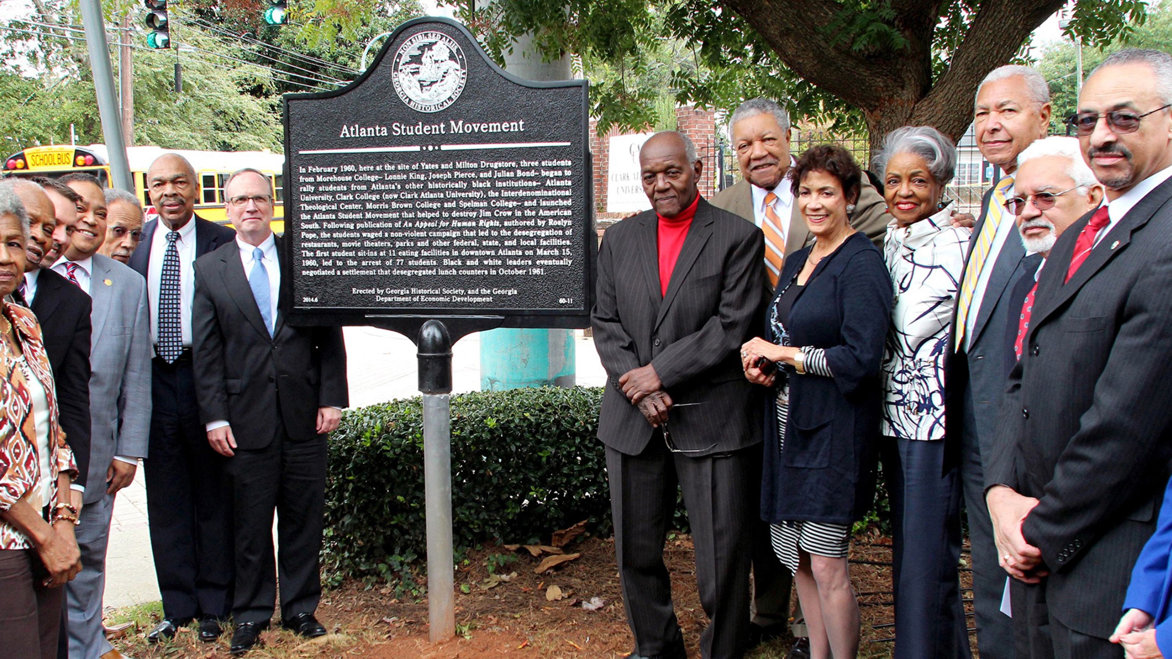 An Atlanta Student Movement historical plaque is placed on the Civil Rights Trail.