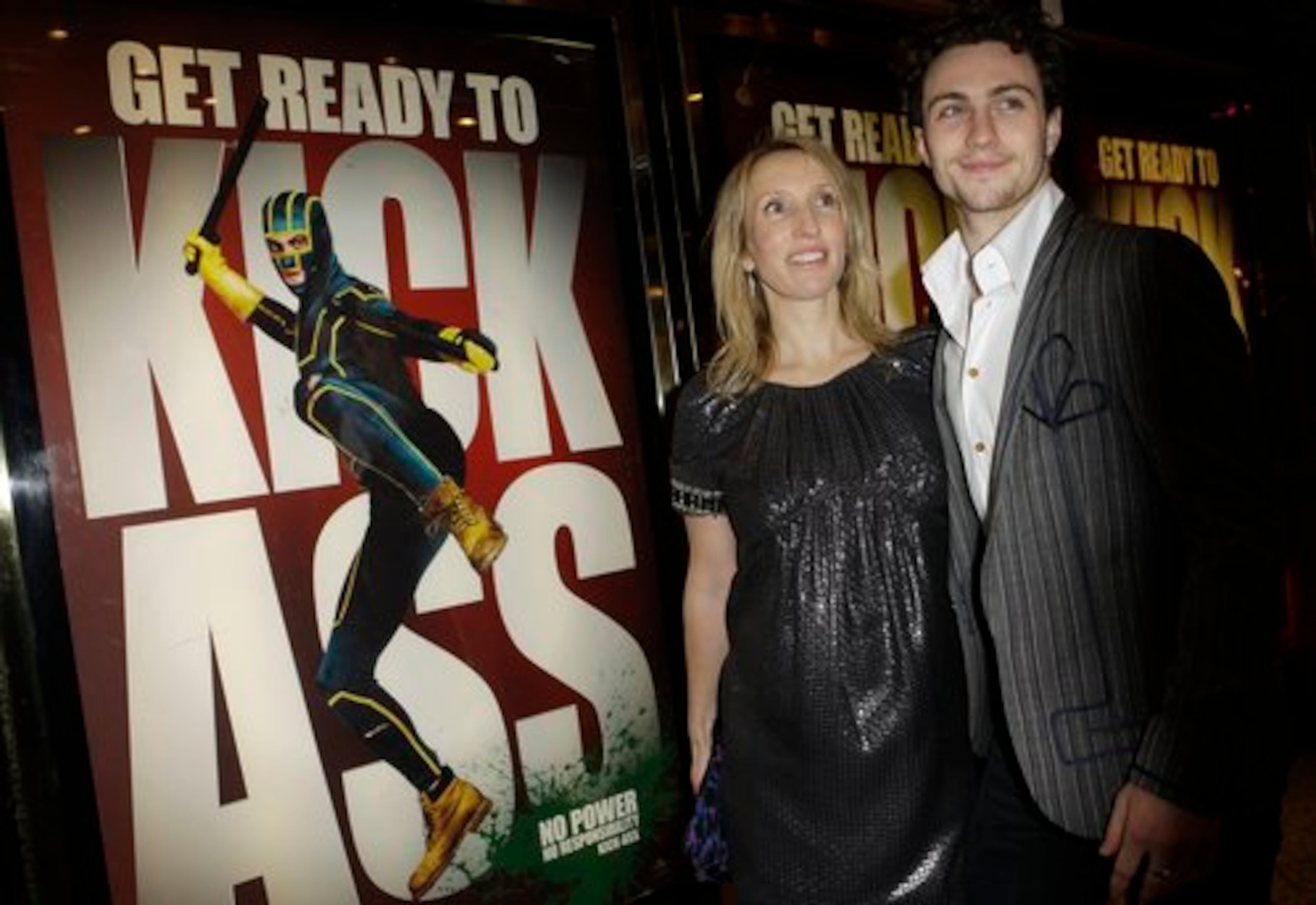 British actor Aaron Johnson and British director Sam Taylor Wood arrive.