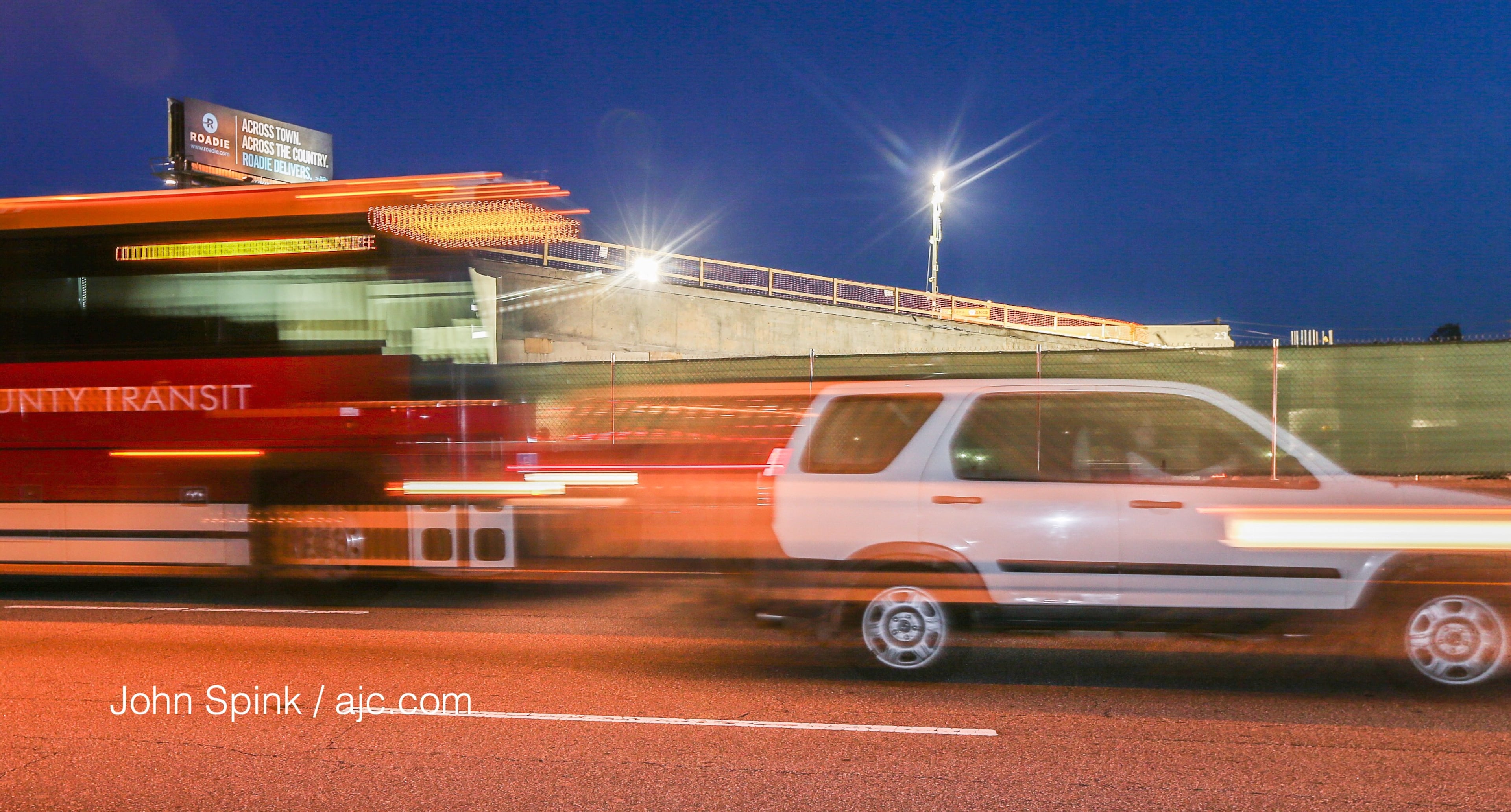 Delays are building on the Buford-Spring Connector near the I-85 collapse. JOHN SPINK / JSPINK@AJC.COM