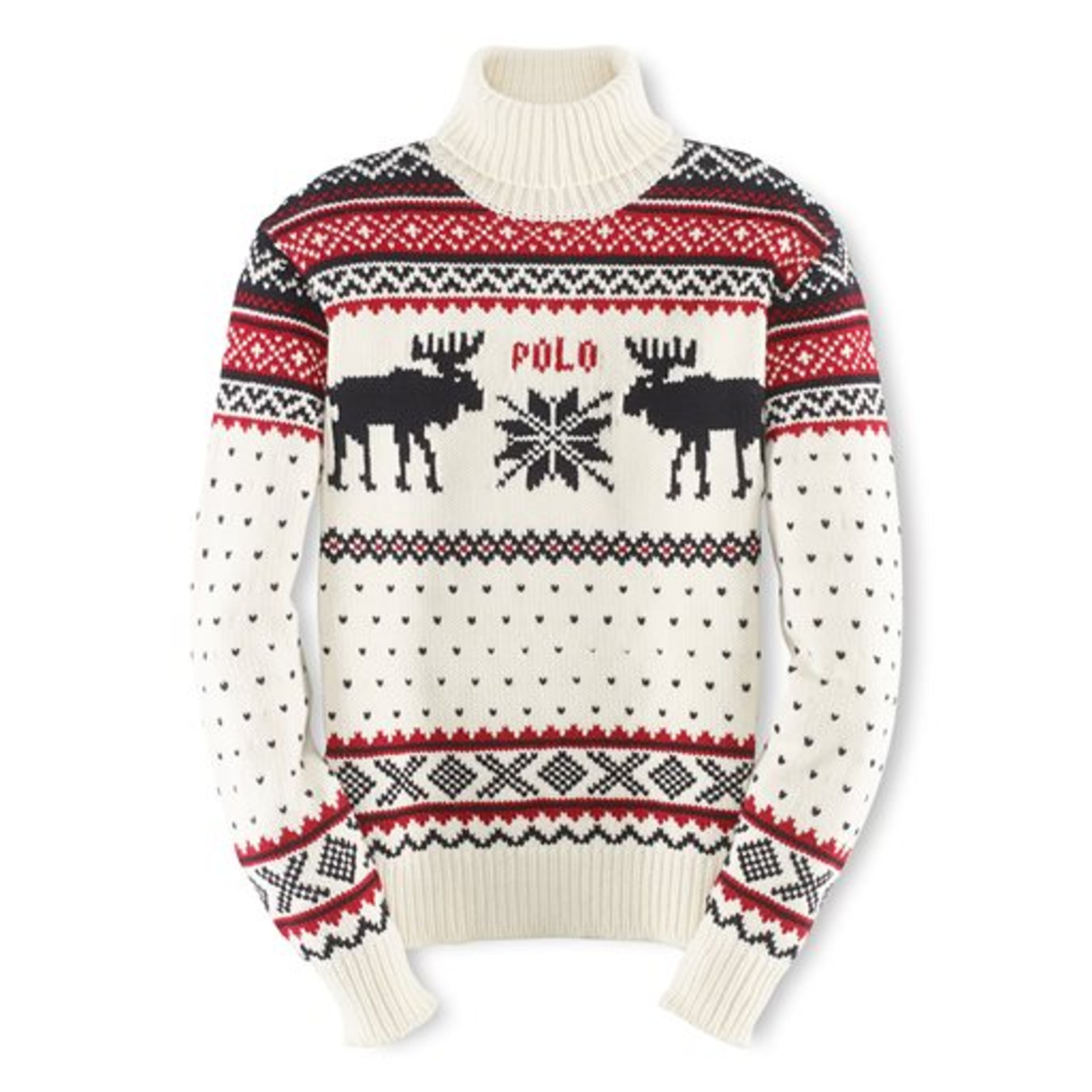 This undated product image provided by Ralph Lauren shows a reindeer turtleneck, part of the official gear of the U.S. Olympic team. Every article of clothing made by Ralph Lauren for the U.S. Olympic athletes in Sochi has been made by domestic craftsman and manufacturers. (AP Photo/Ralph Lauren)