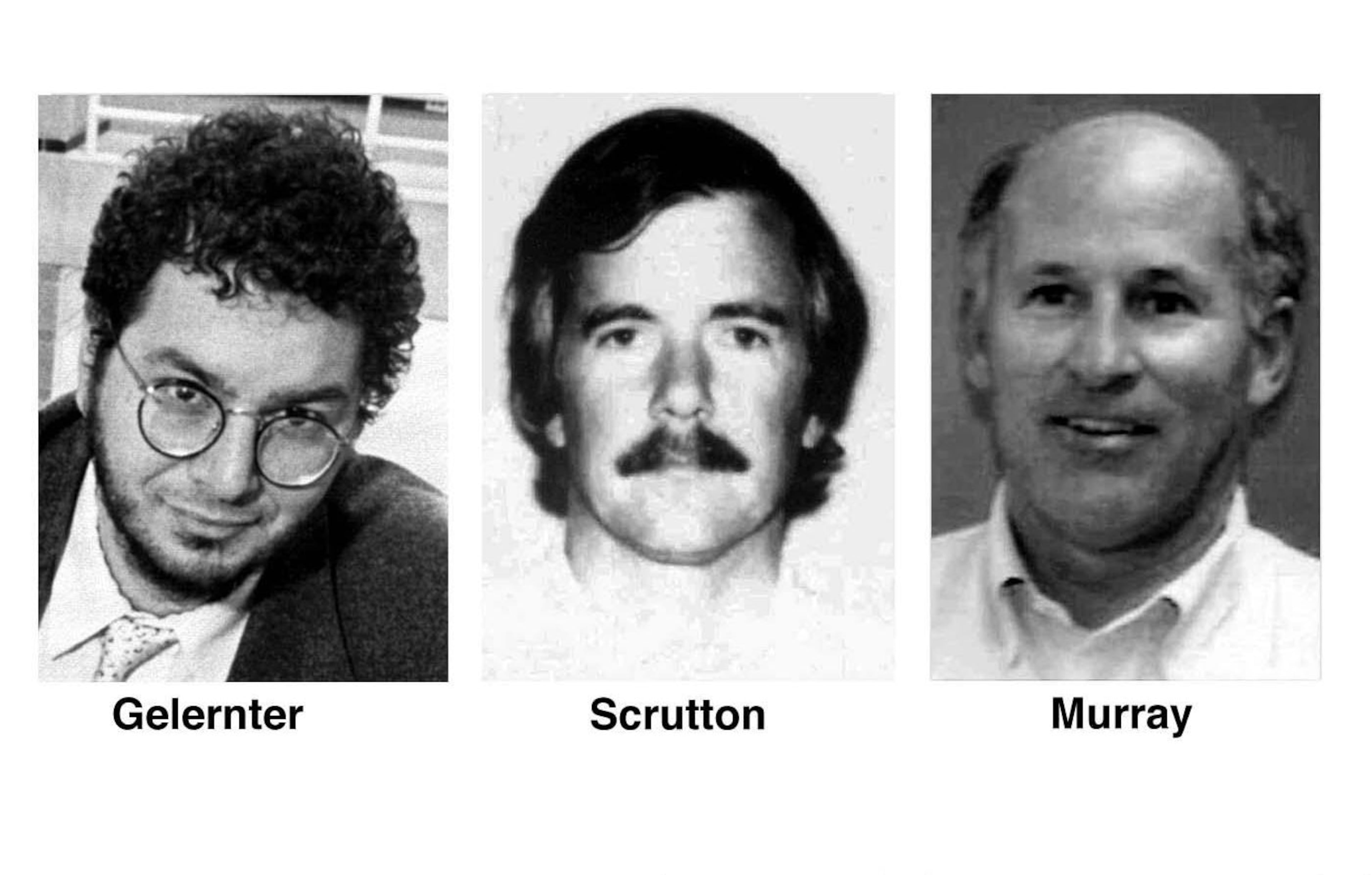 These three men, shown in undated photos, were among the victims of the Unabomber. Yale computer scientist David Gelernter was crippled by a mail bomb. Computer store owner Hugh Scrutton was killed in 1985 after he picked up a package sent to his building in Sacramento. Gilbert Murray, a Sacramento timber industry lobbyist, was killed by a bomb at his office. Theodore Kaczynski faces charges as the Unabomber in a trial beginning Nov. 12 in Sacramento.(AP Photos)