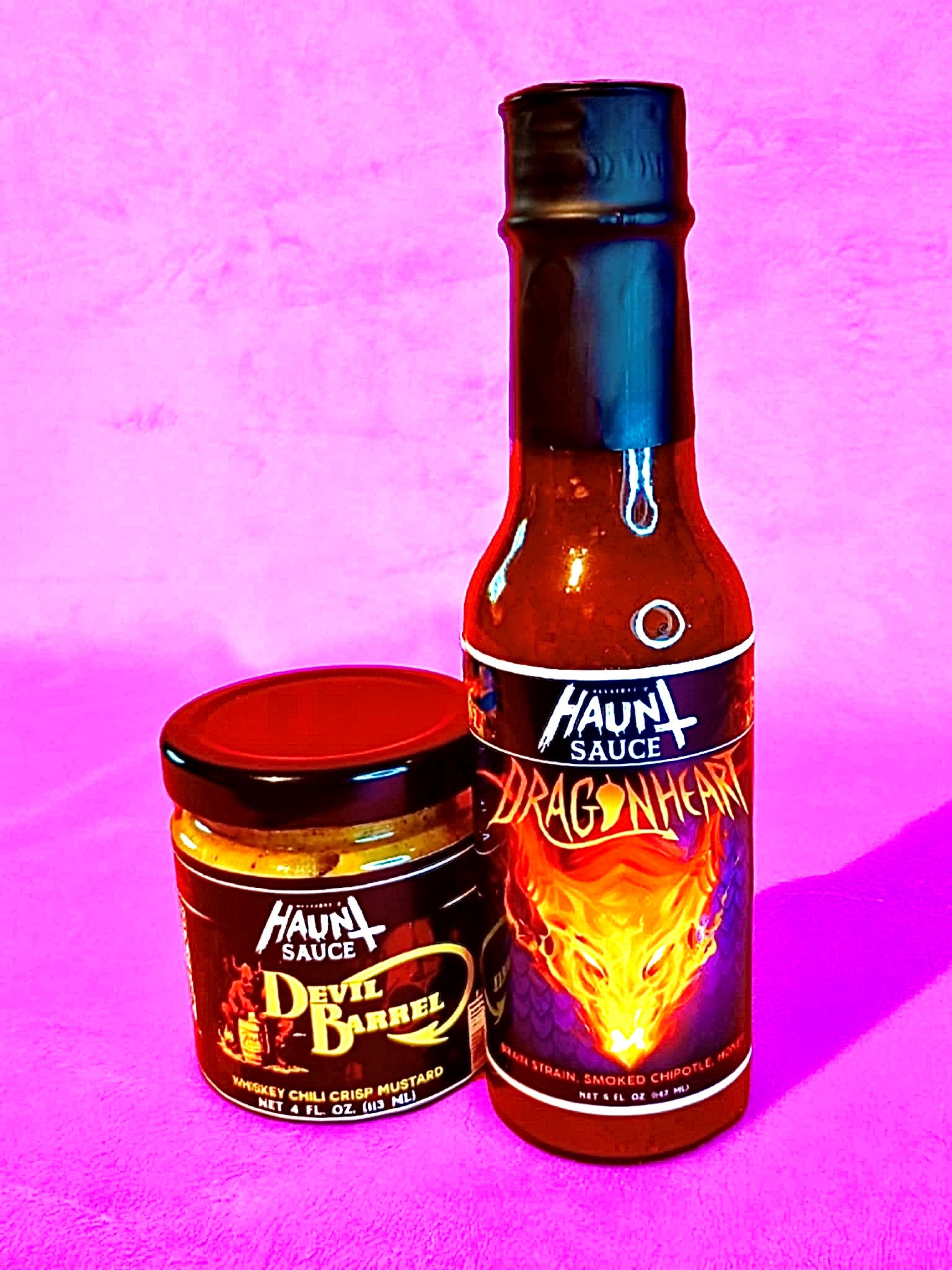 Hot sauce and whiskey chili crisp mustard. (Courtesy of Heather Patterson)