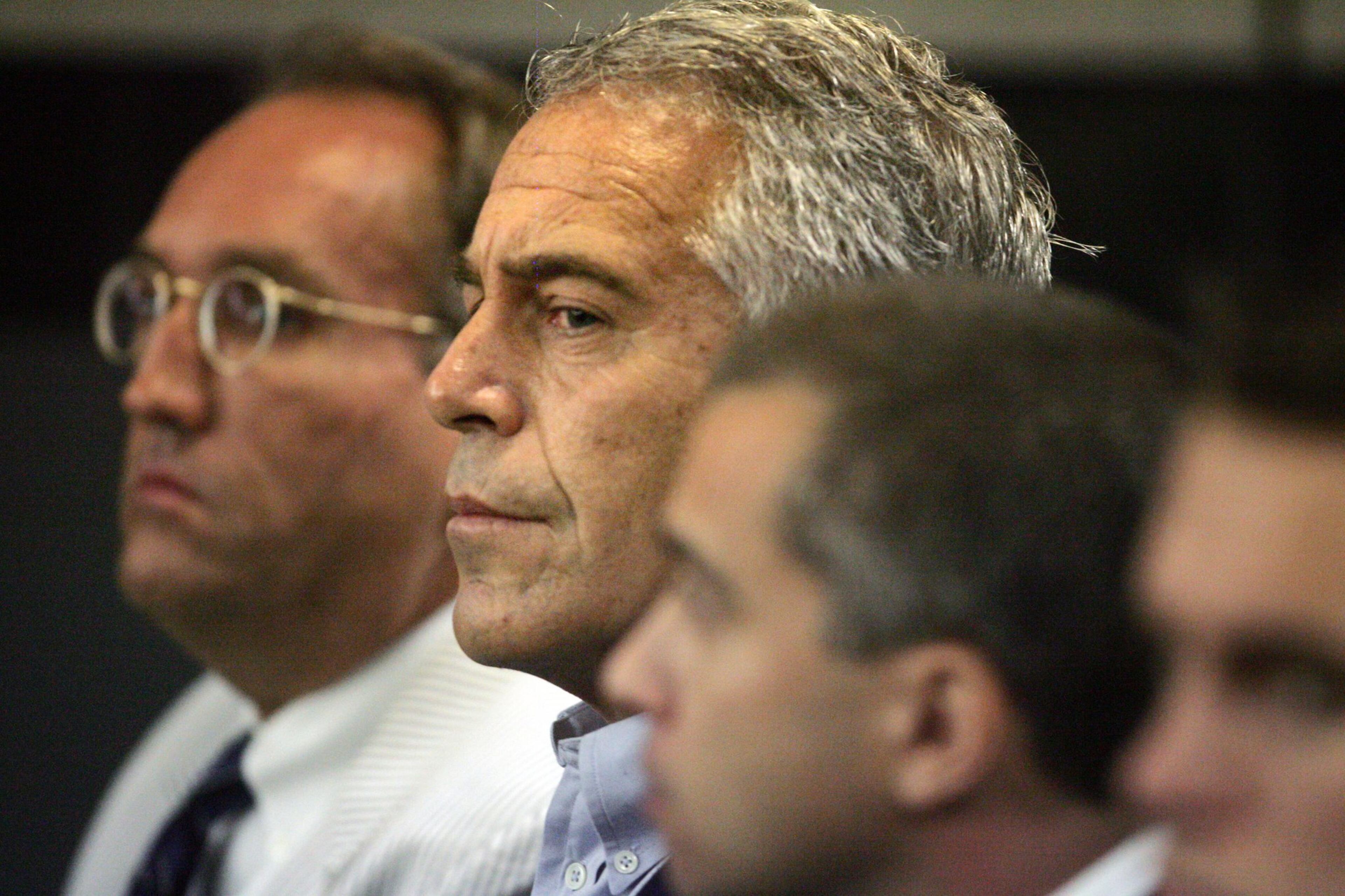 Jeffrey Epstein is shown in custody in West Palm Beach, Florida, in this July 30, 2008 file photo. (AP Photo/Palm Beach Post, Uma Sanghvi, File)