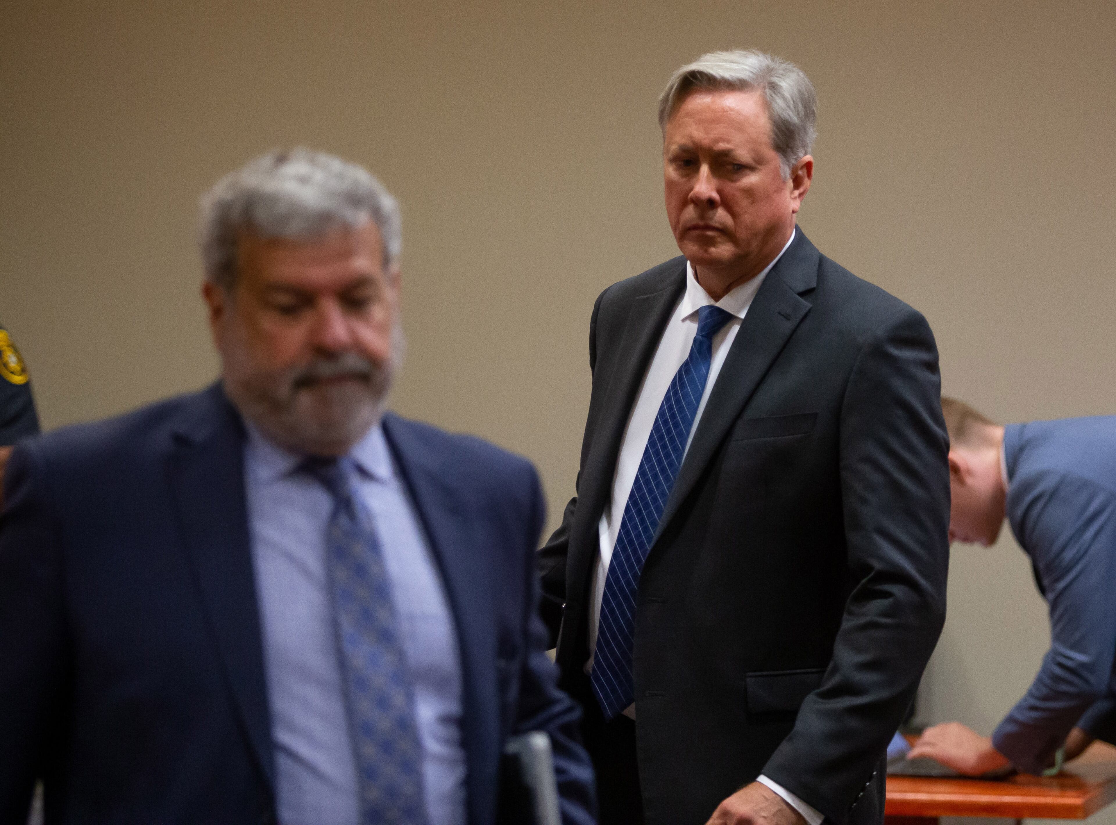 Robert âChipâ Olsen leaves the courtroom after listing to a GBI interview requested by the jurors during Olsen's trial at the DeKalb County Courthouse October 7, 2019. STEVE SCHAEFER / SPECIAL TO THE AJC