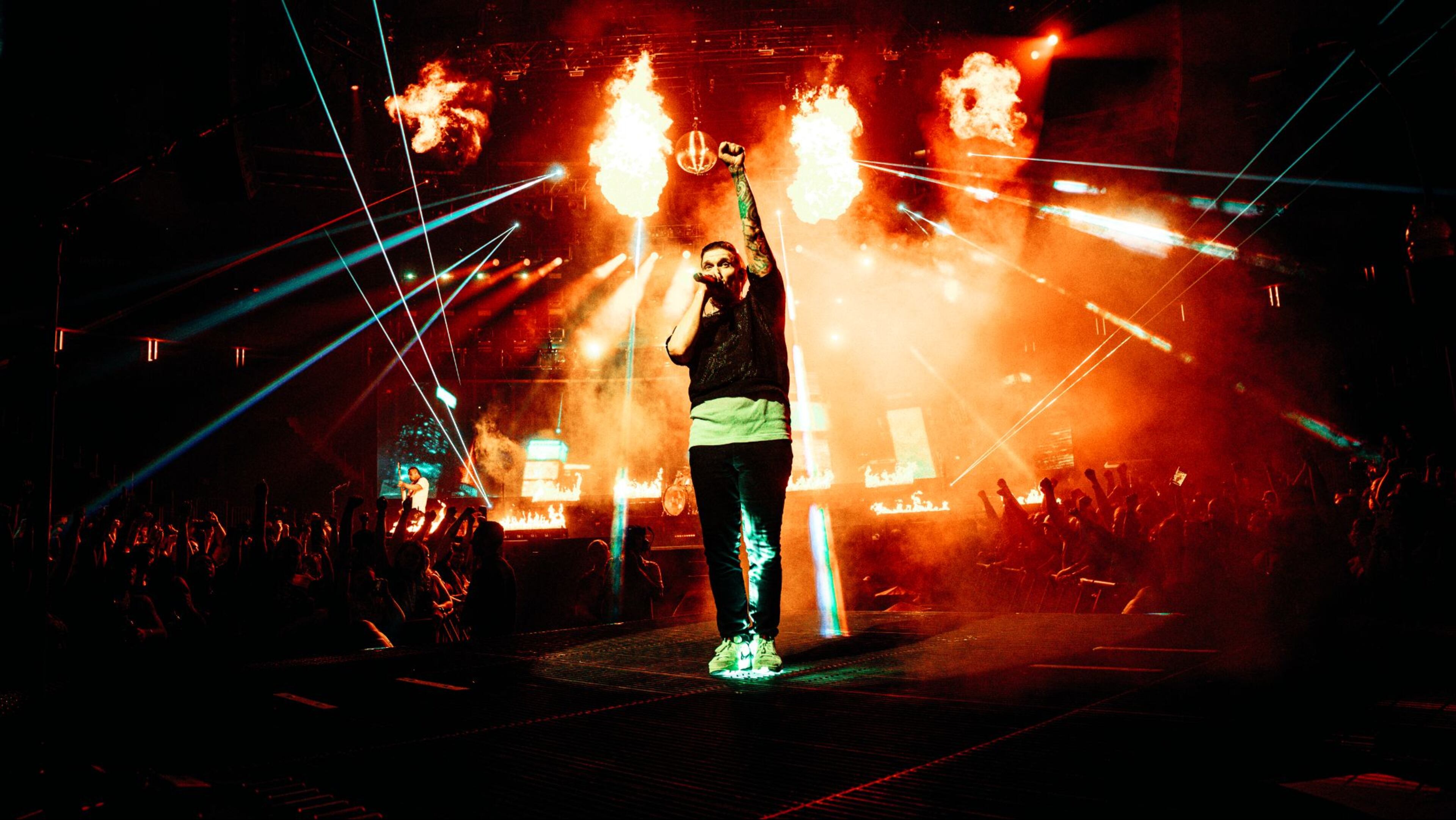 "We genuinely take live performance so seriously and the production so seriously that it’s a part of who we are," says Brent Smith, here performing with Shinedown. (Courtesy of Carter Louthia)