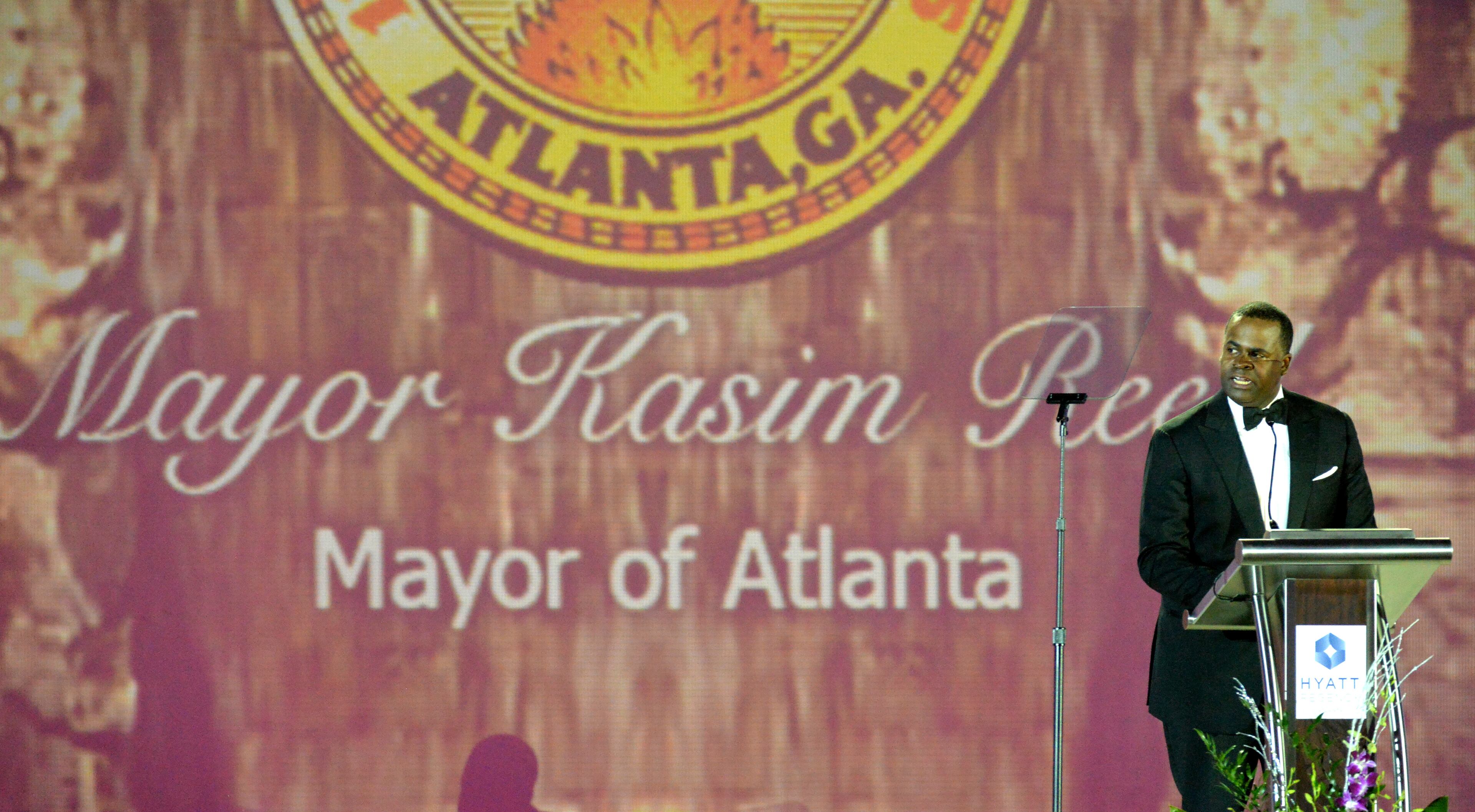 January 17, 2015 Atlanta - Atlanta mayor Kasim Reed addresses during the annual Salute to Greatness Awards Dinner begins at the Hyatt Regency on Saturday, January 17, 2015. HYOSUB SHIN / HSHIN@AJC.COM