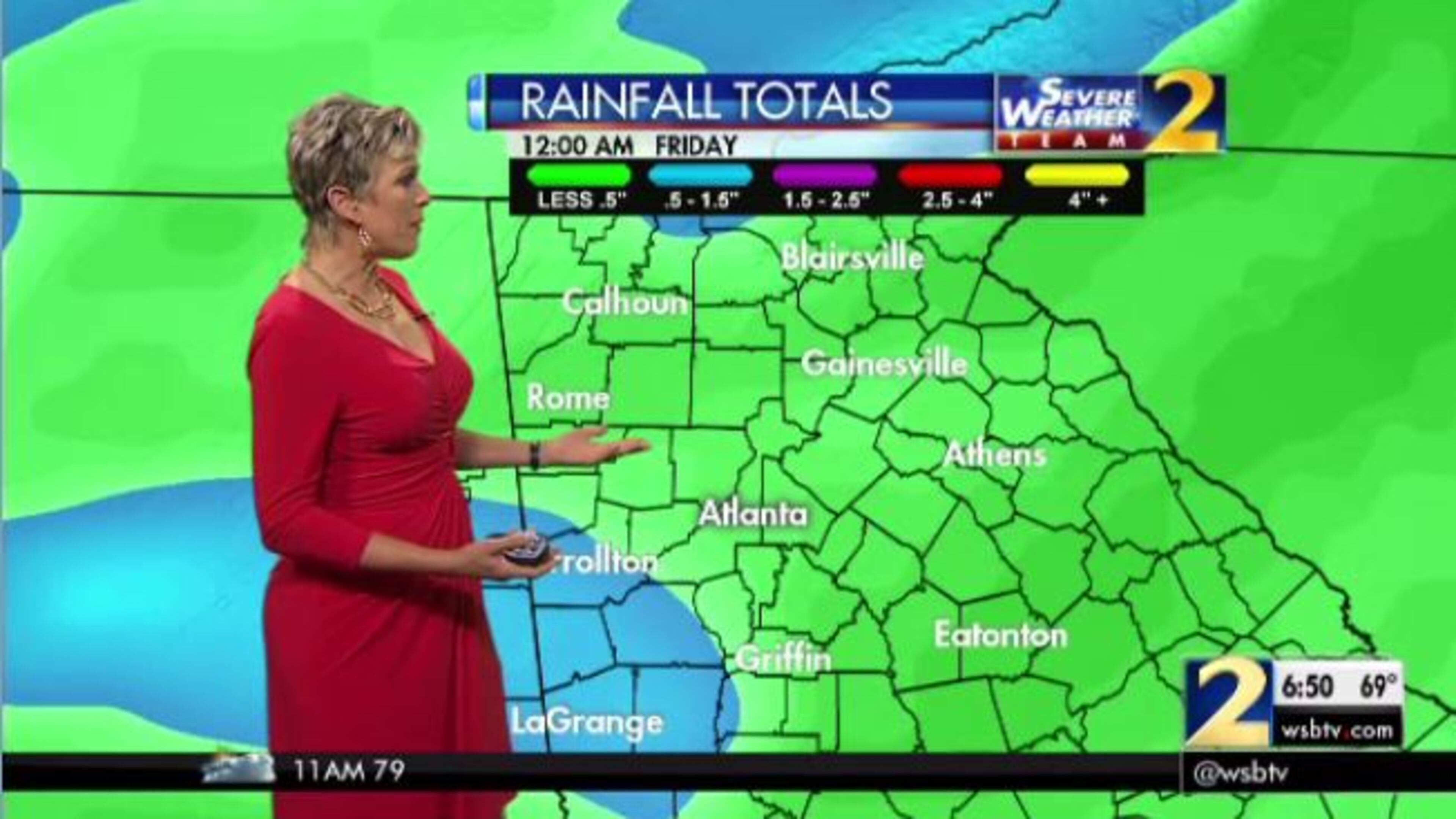 Metro Atlanta will see less than an inch of rain by noon Friday. (Credit: Channel 2 Action News)