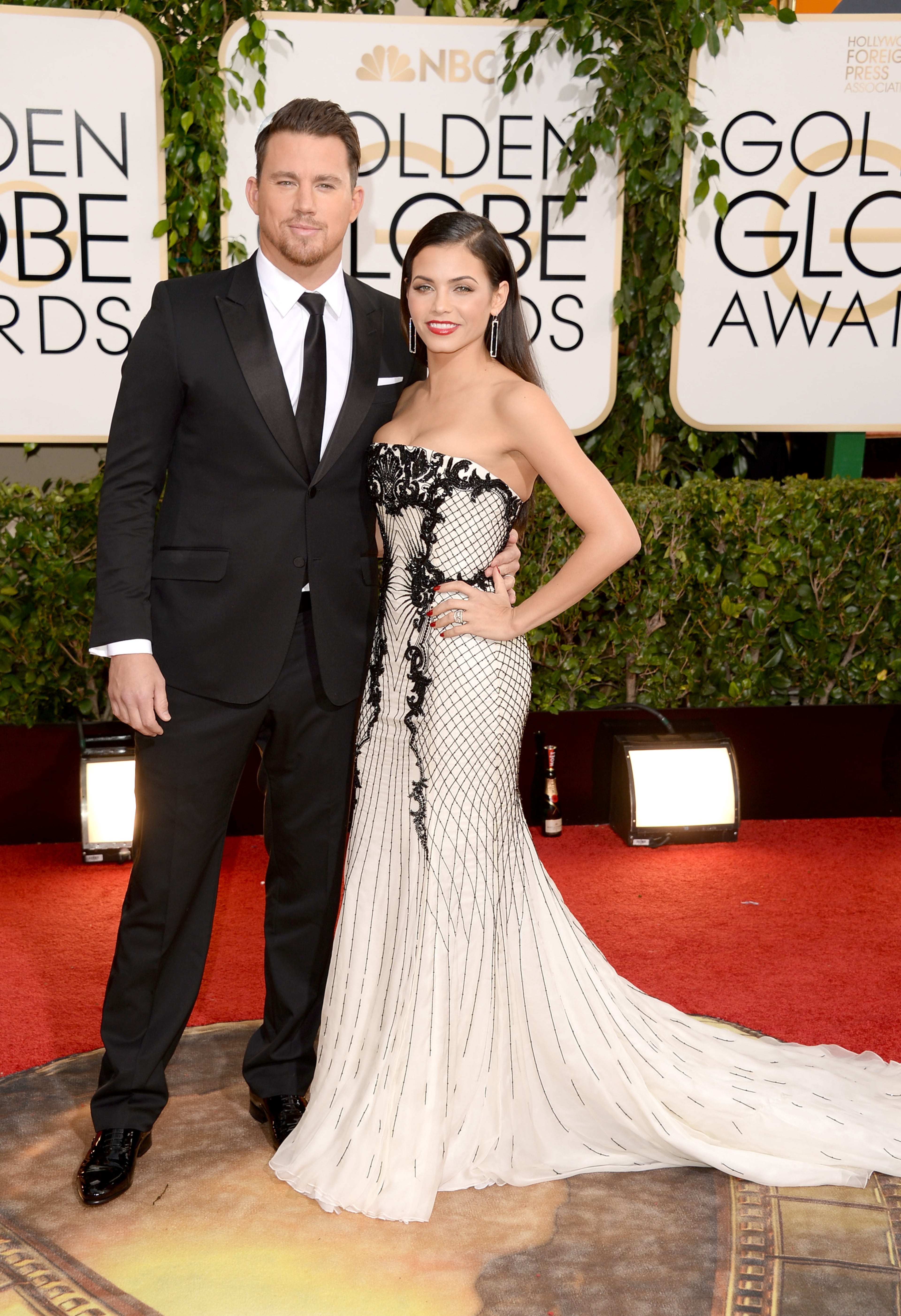 BEVERLY HILLS, CA - JANUARY 12: Actors Channing Tatum (L) and Jenna Dewan attend the 71st Annual Golden Globe Awards held at The Beverly Hilton Hotel on January 12, 2014 in Beverly Hills, California. (Photo by Jason Merritt/Getty Images)